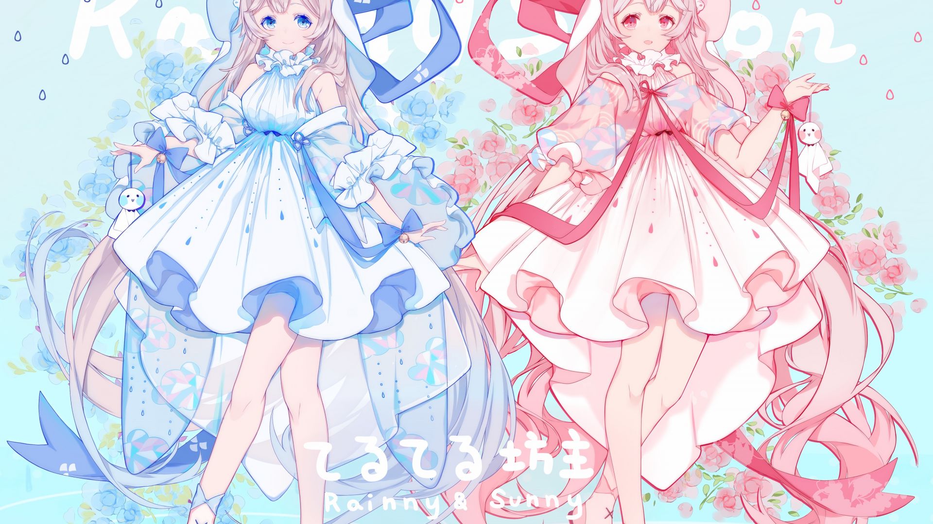 Wallpaper Cute anime girls, friends, original, 4k