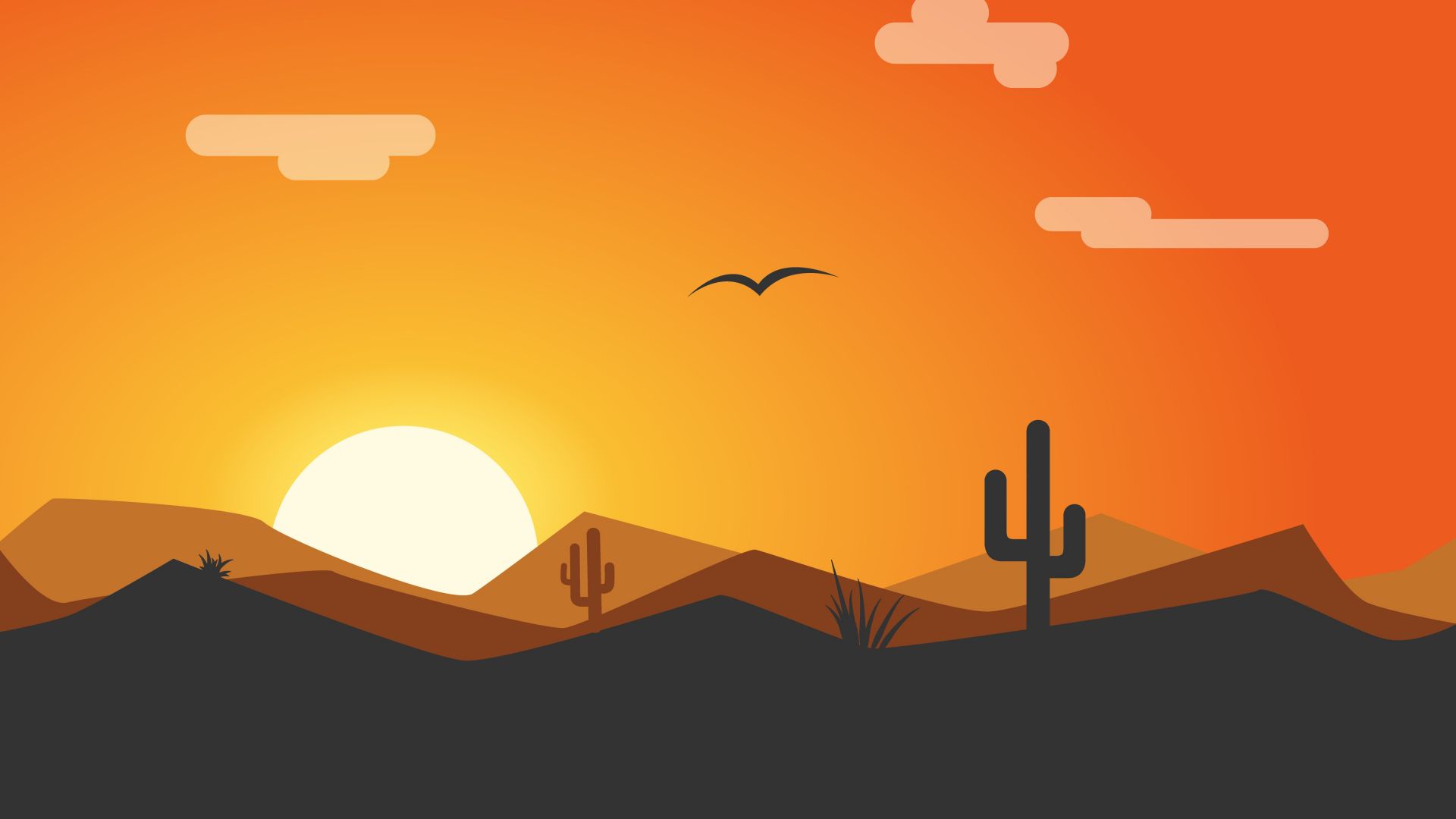 Wallpaper Sunset, sky, desert, landscape, minimal, 4k
