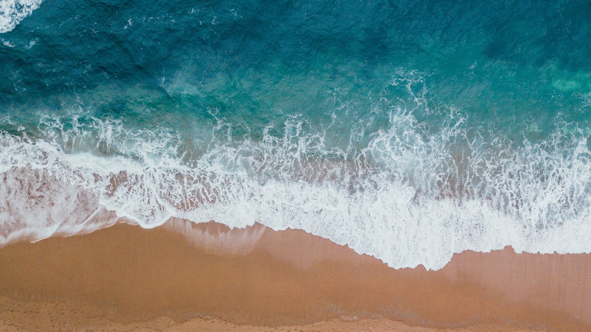 Desktop Wallpaper The Waves, Beach, Aerial View, Blue Sea, Hd Image