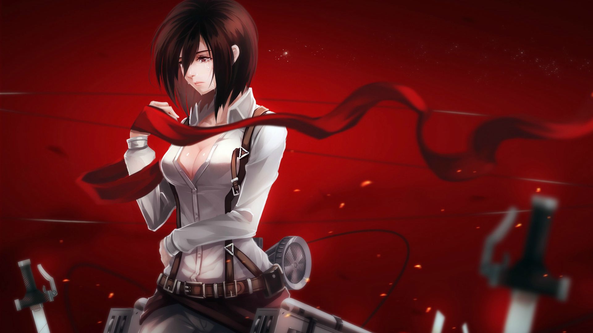 Wallpaper Anime, Mikasa Ackerman, fighter