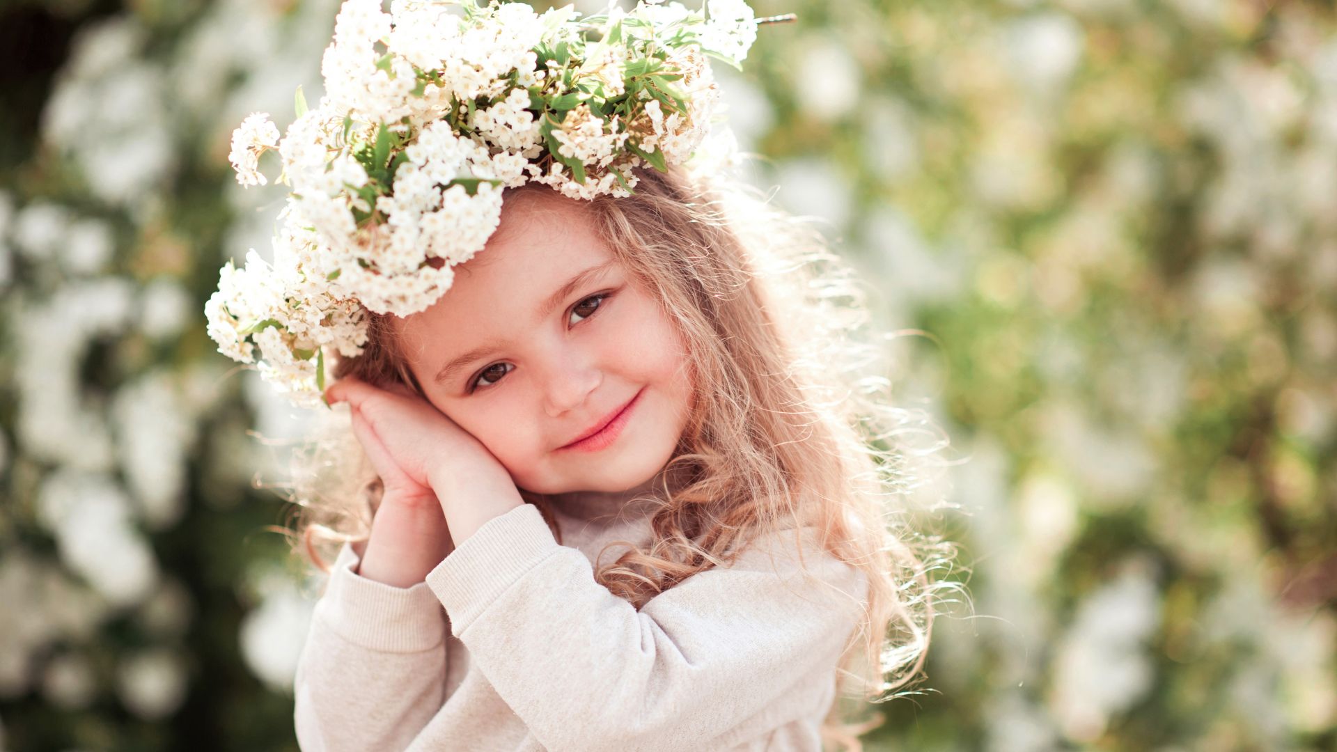 Wallpaper Cute kid, child, flower crown