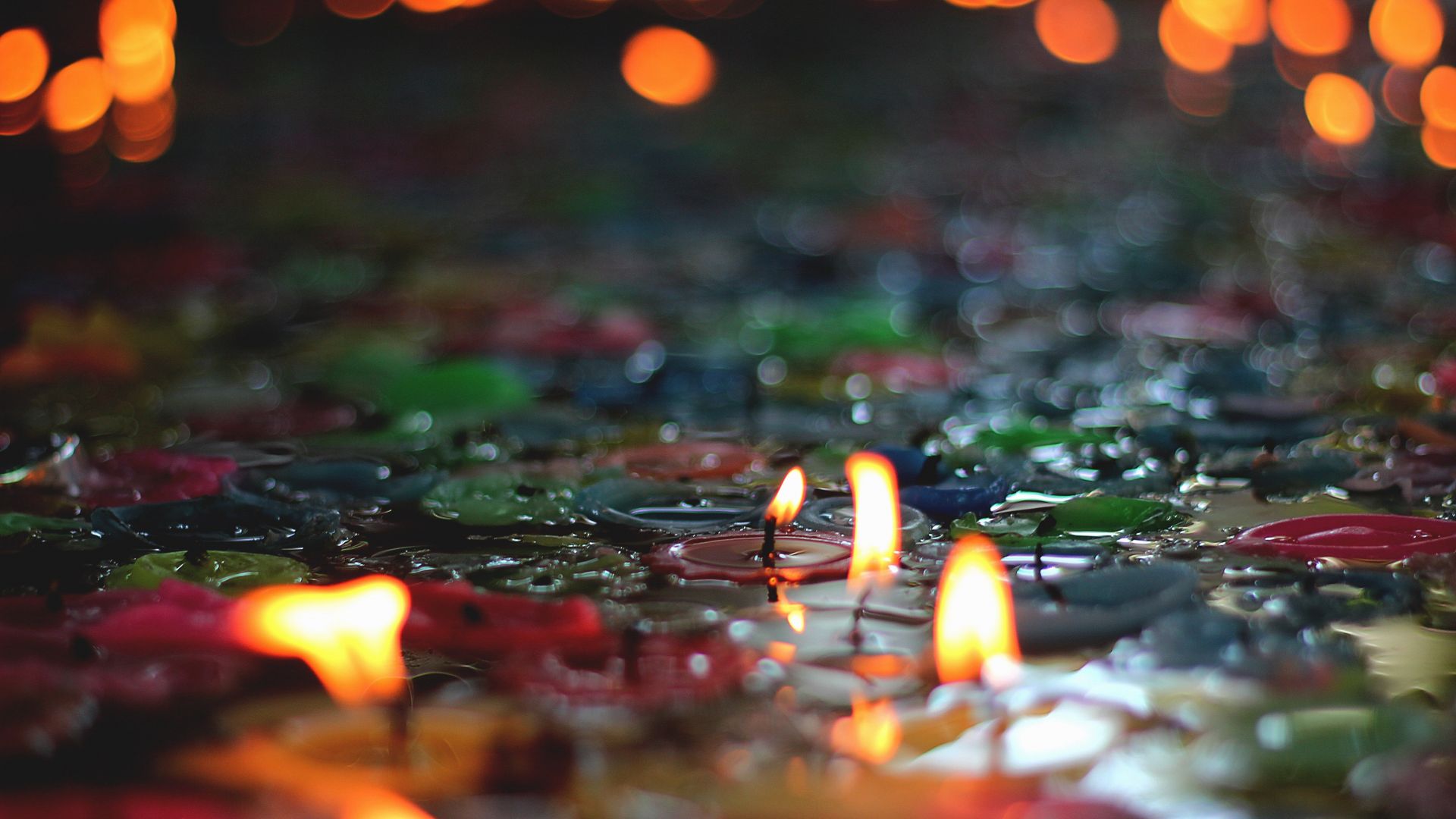 Wallpaper Candles, bokeh, celebrations, decorations