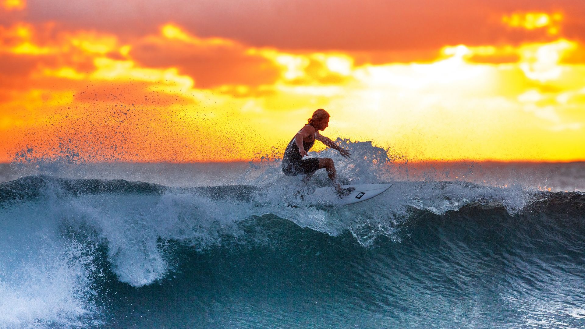 Wallpaper Surfer, sports, sunset, sea waves