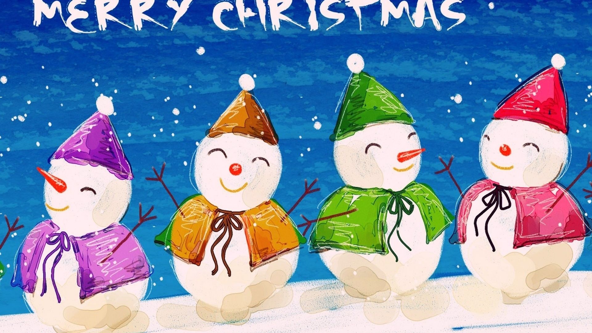 Wallpaper Christmas, snowmans, holiday, art