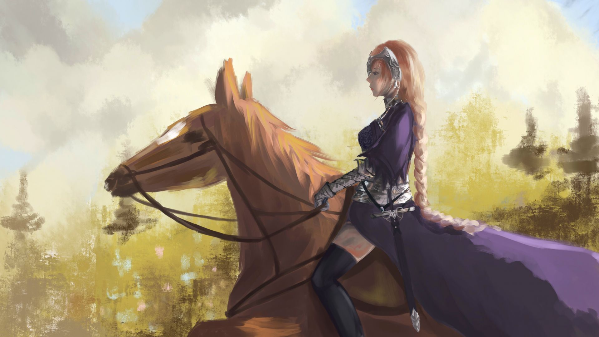Wallpaper Ruler, Fate/Apocrypha, horse, anime girl, art