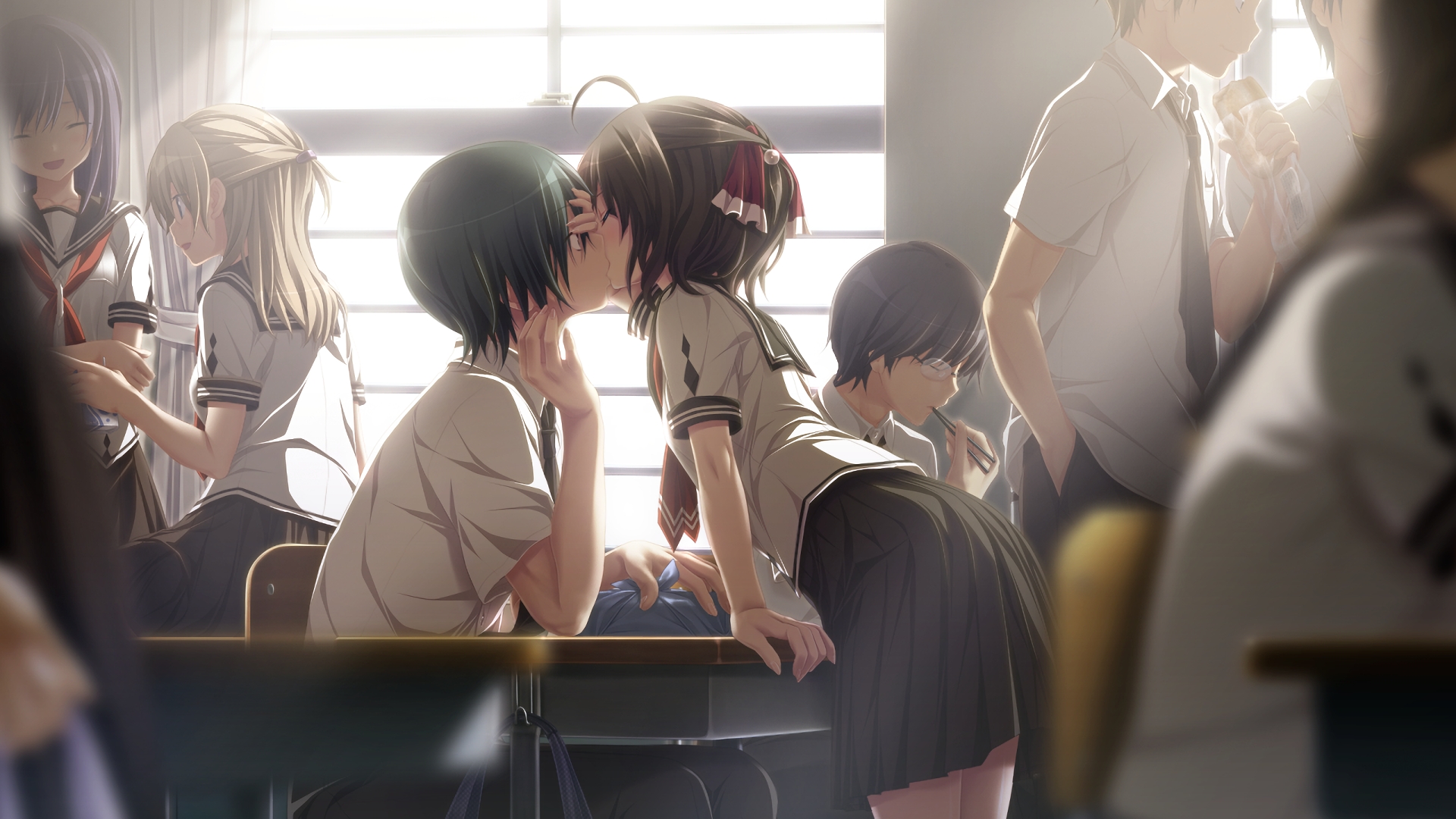 Desktop Wallpaper Hotaru Minazuki, Oribe Makoto, Amatsutsumi, Anime Girl,  Anime Boy, Kiss, Hd Image, Picture, Background, D6xory