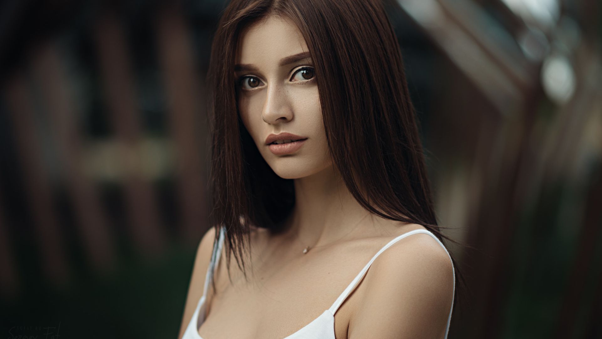 Wallpaper Girl, model, stare, brunette