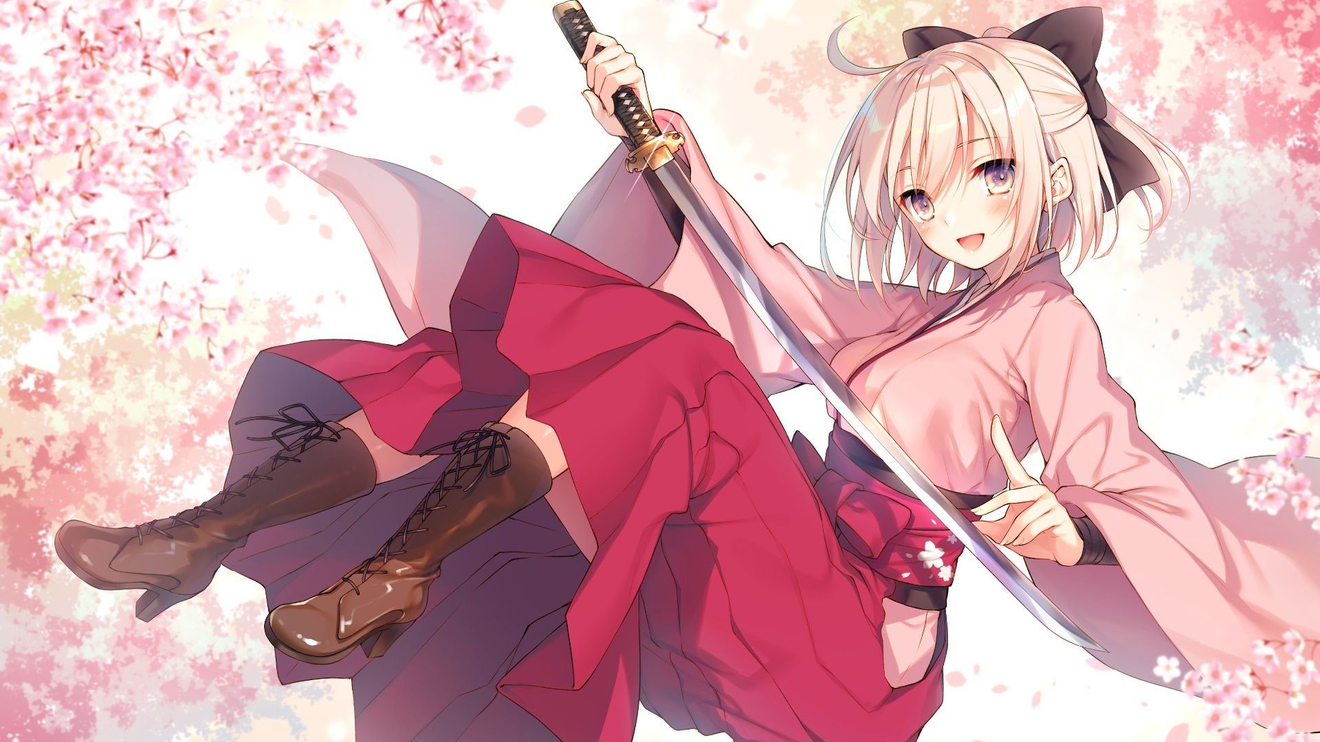 Wallpaper Cherry blossom, saber alter, Fate Series, Katana