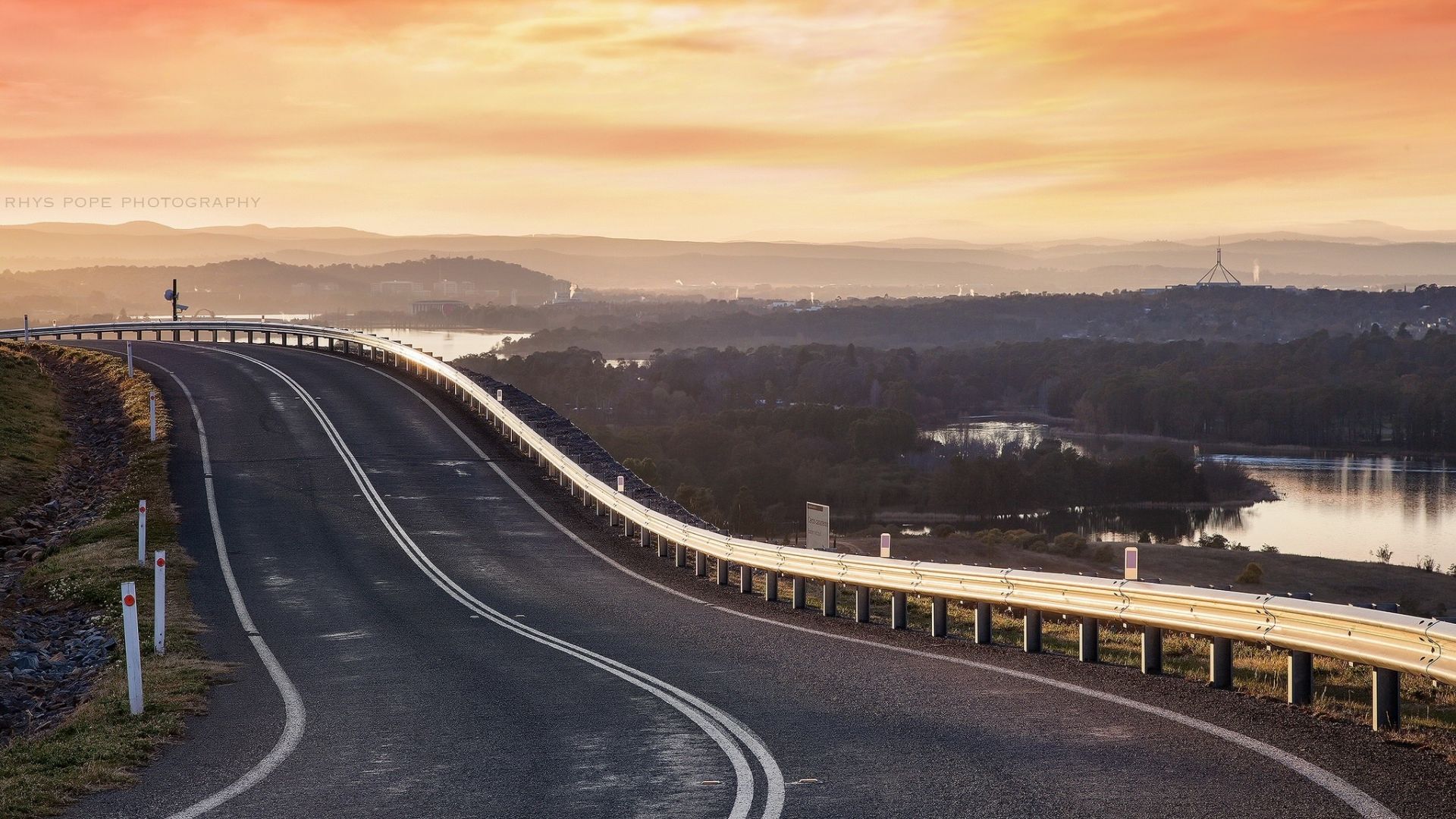 Wallpaper Road, highway, sunset