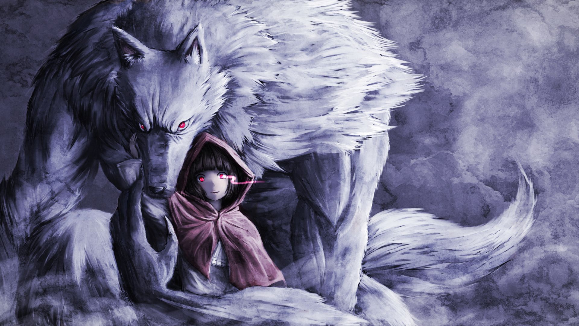 Wallpaper Red Riding Hood, wolf, art, original