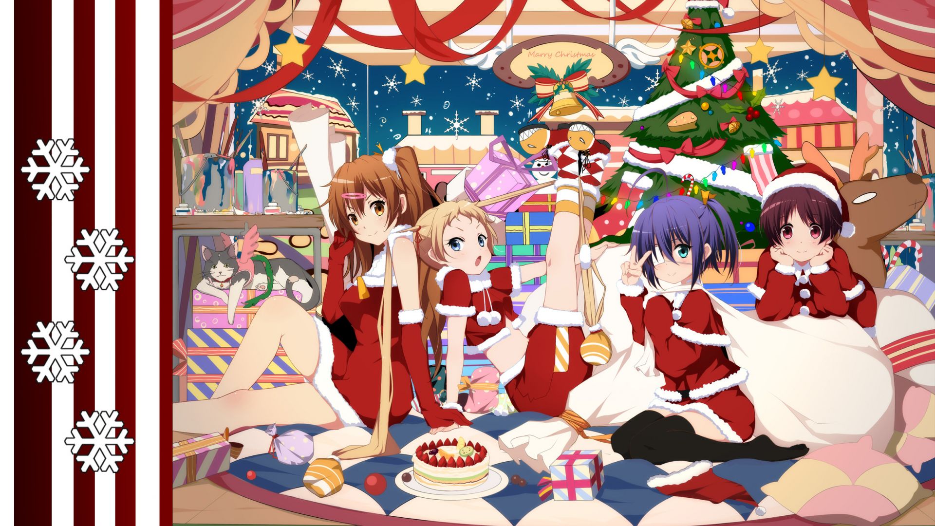 Wallpaper Christmas, holiday, anime girls, celebrations