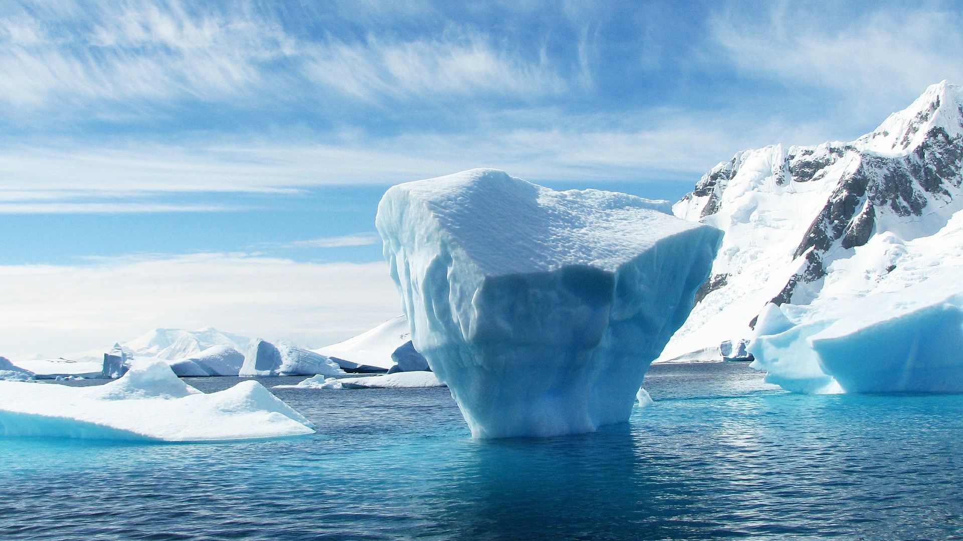 Wallpaper Antarctica, iceberg, glacier, snow, sea, sky