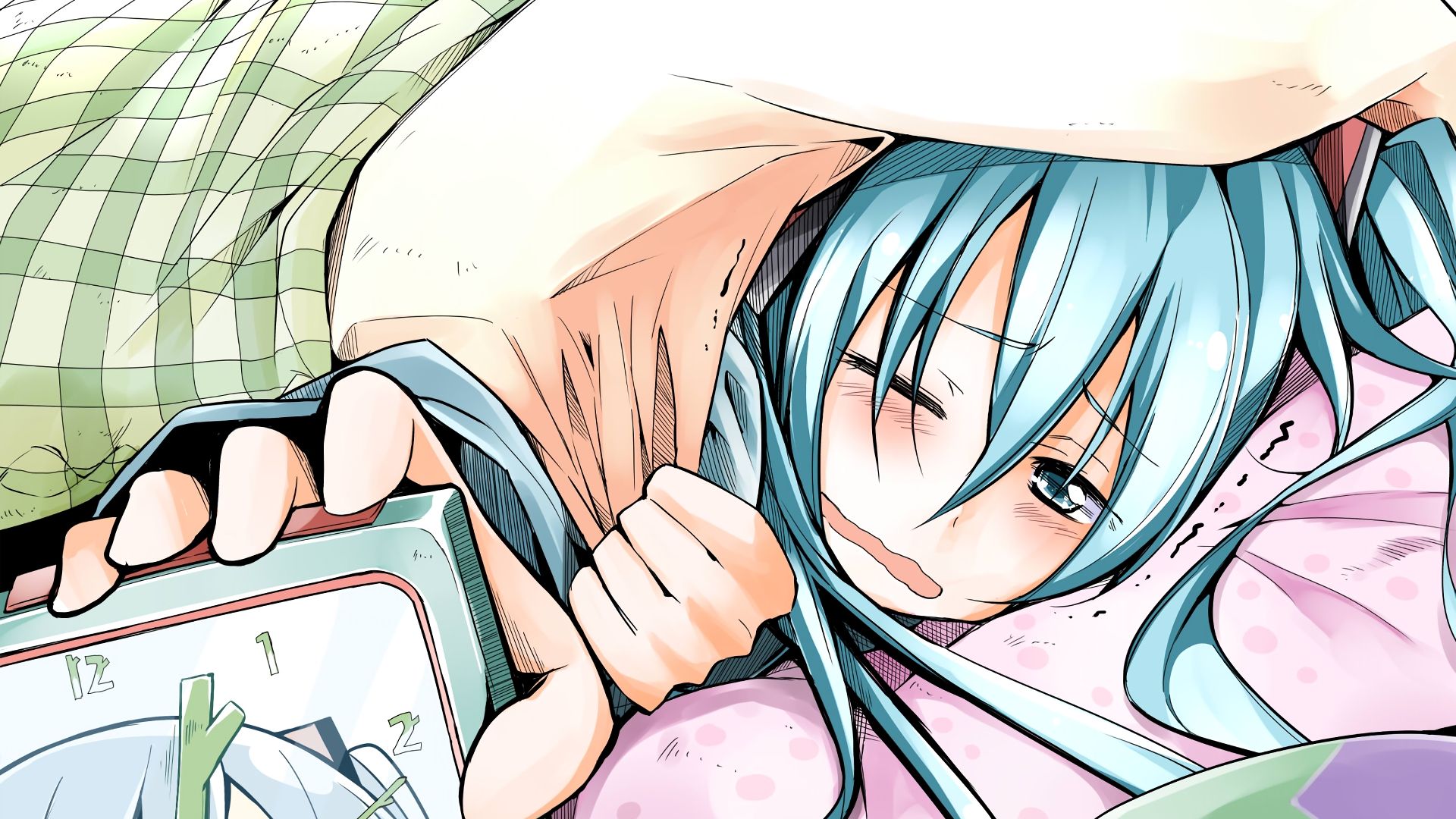 Wallpaper Hatsune Miku, crying, bed