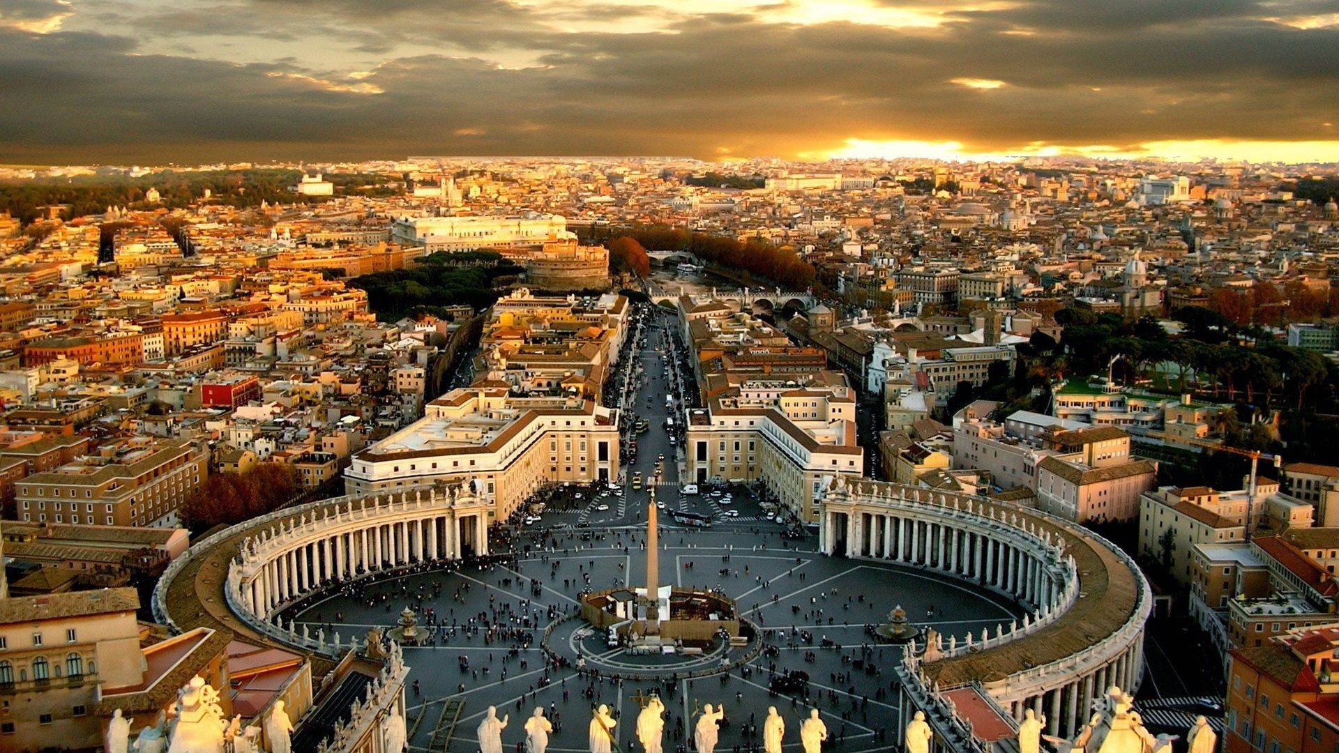 Wallpaper Rome city aerial view