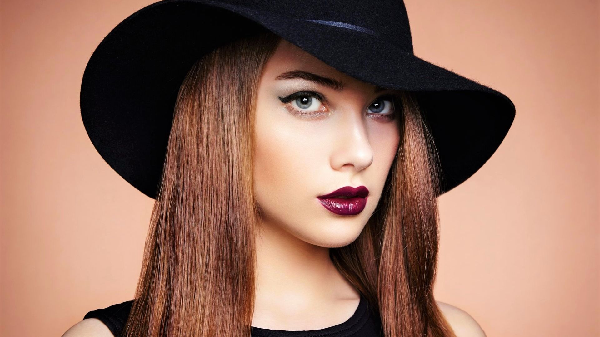Wallpaper Lipstick, pretty girl, model, hat