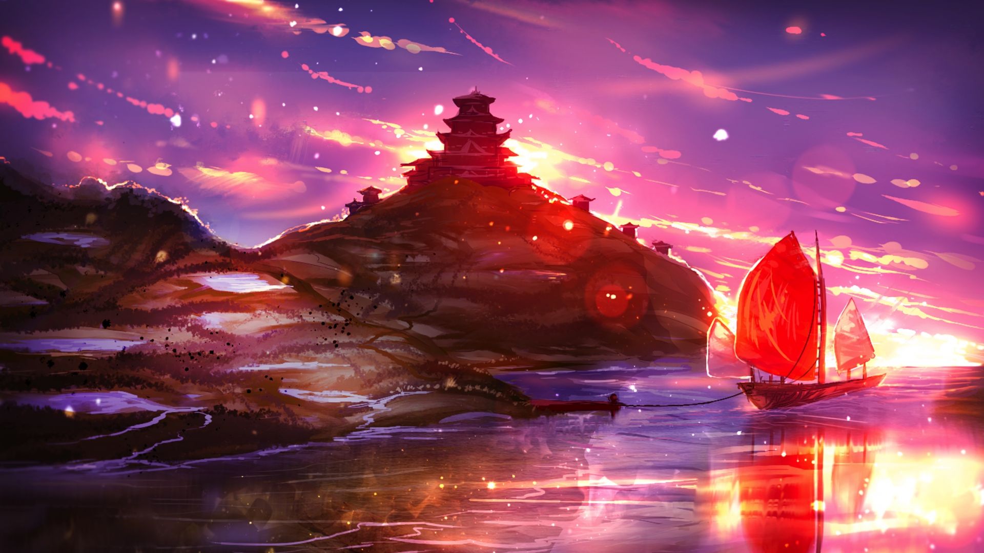 Anime castle airship floating islands fantastic world scenic Anime HD  wallpaper  Peakpx