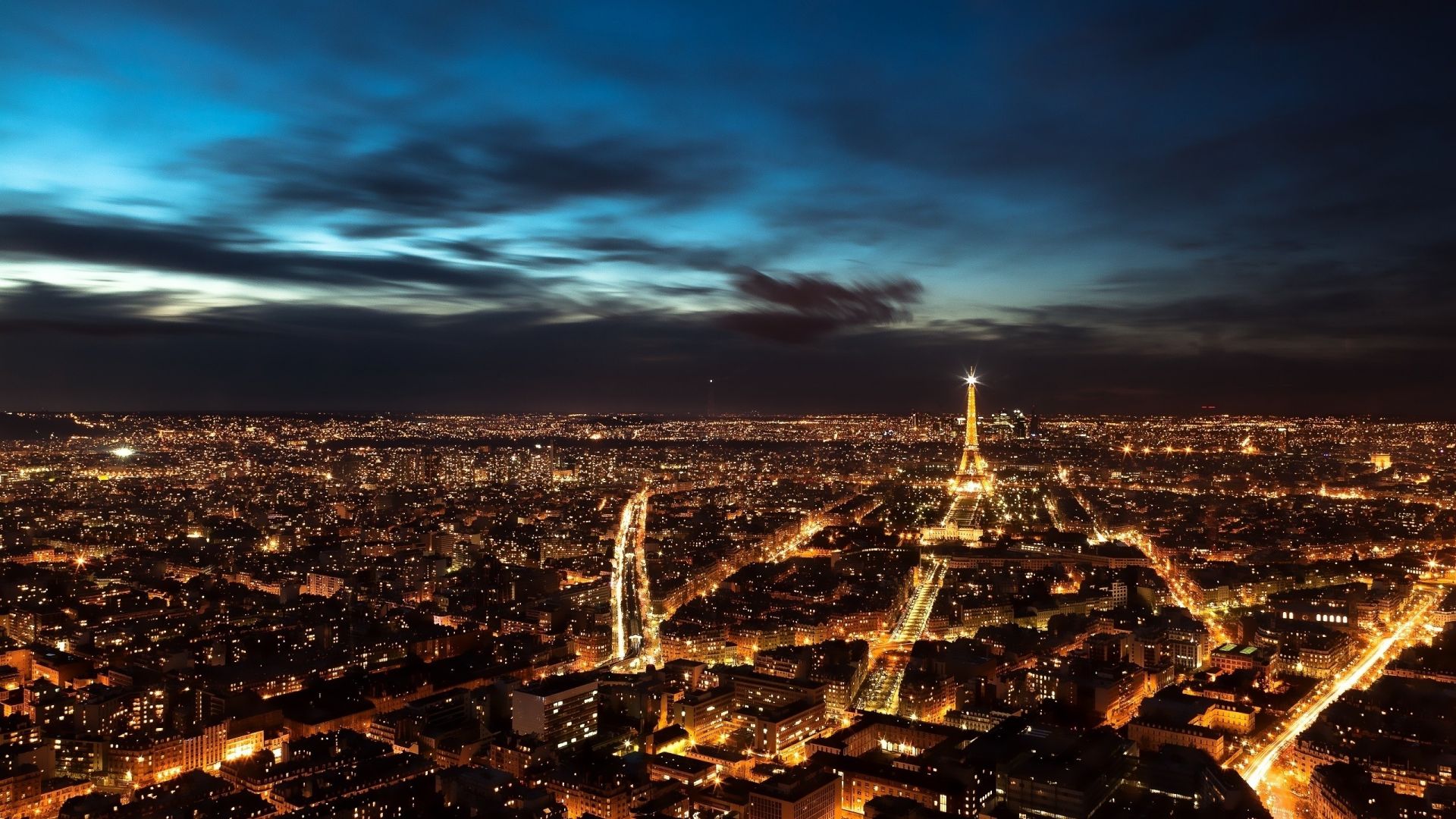 Wallpaper Paris city Aerial view in night