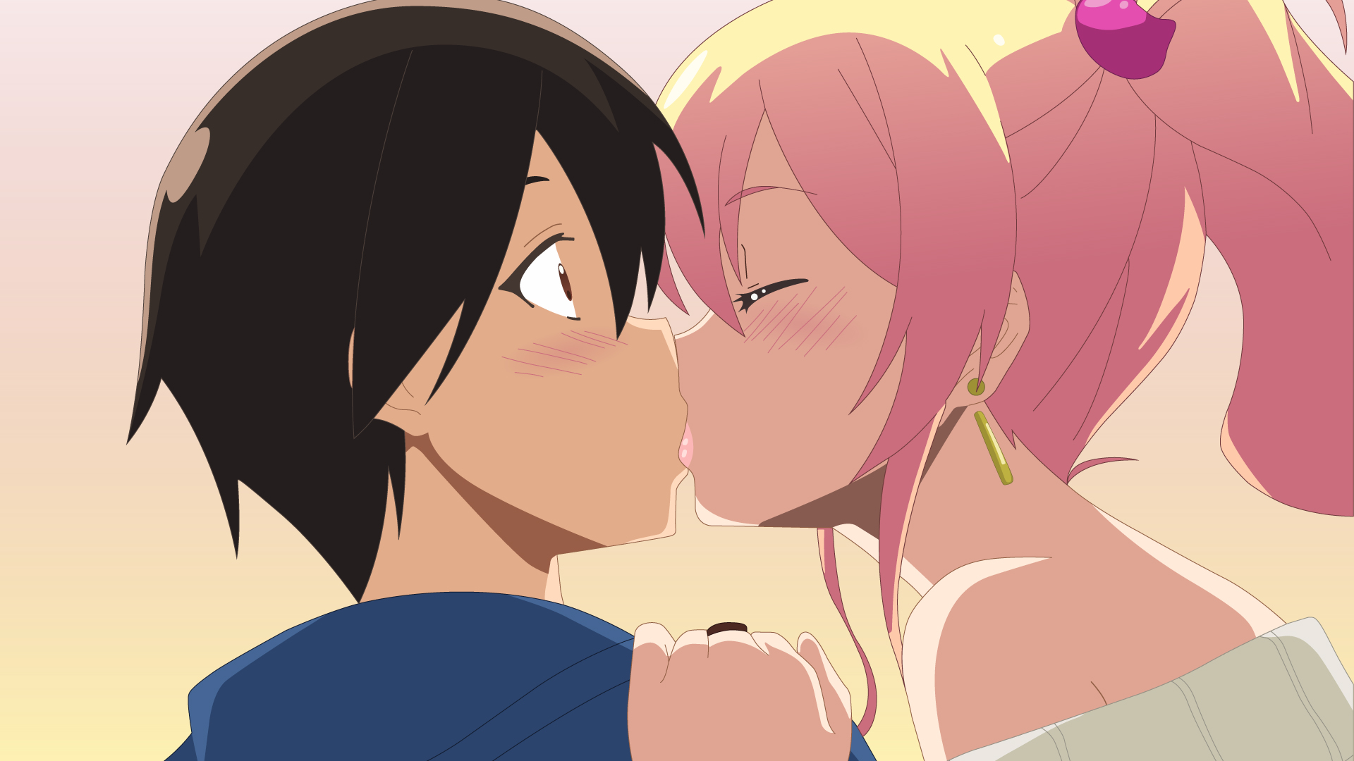 Wallpaper Anime, kiss, Yukana Yame, Hajimete no Gal
