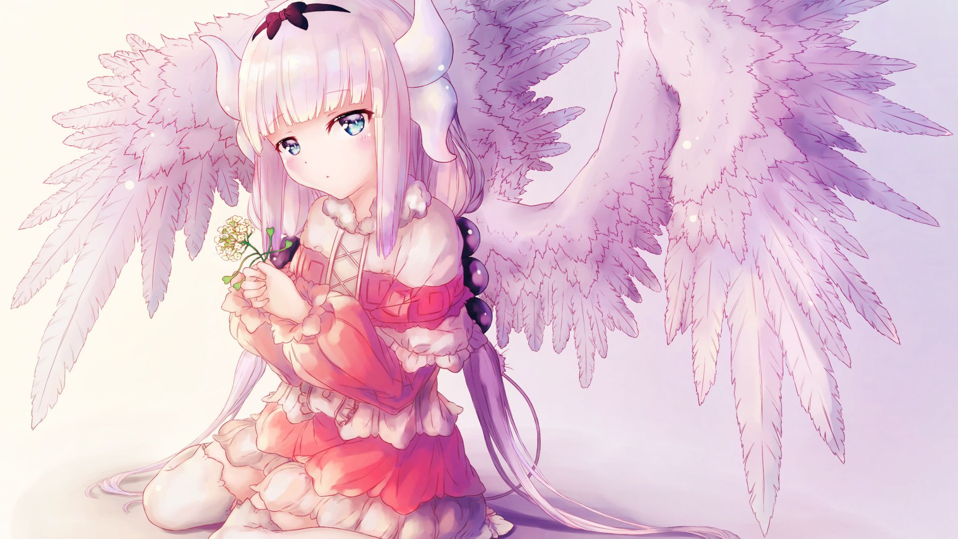 Wallpaper Kanna kamui, anime girl, cute, girl, wings