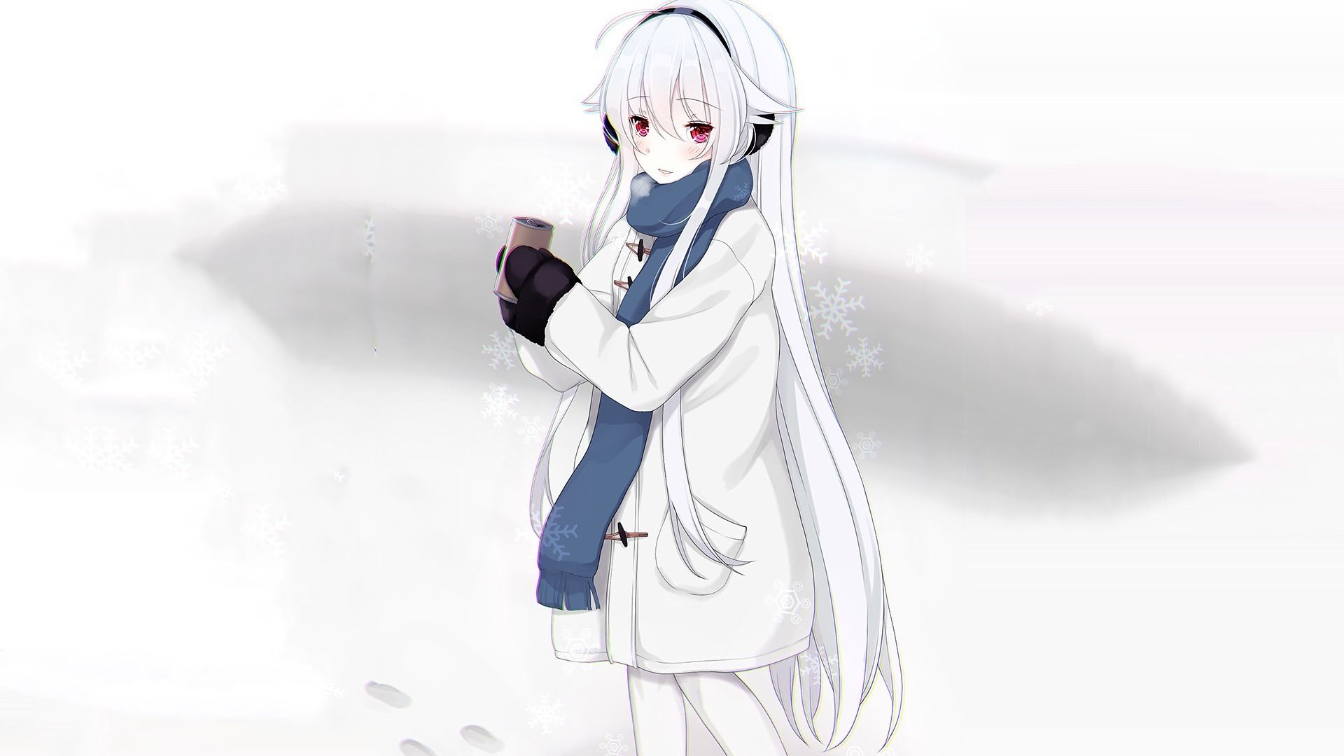 Wallpaper Winter, snowflakes, anime girl, cute