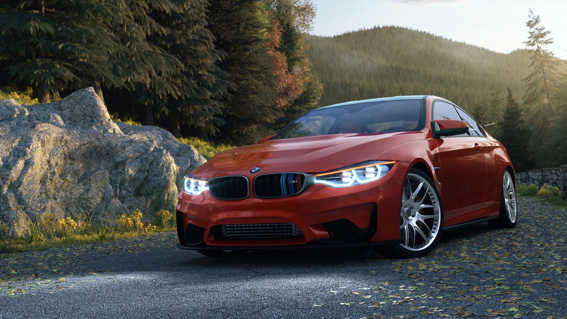 Wallpaper BMW M4 coupe red car