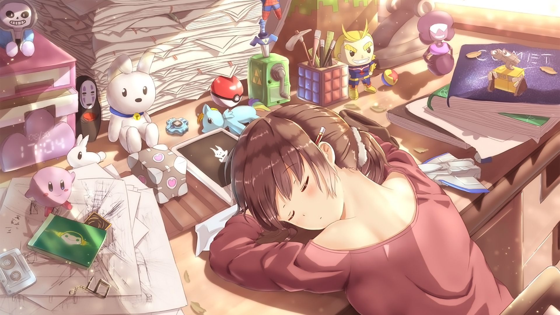 Wallpaper Cute anime girl, nap, original