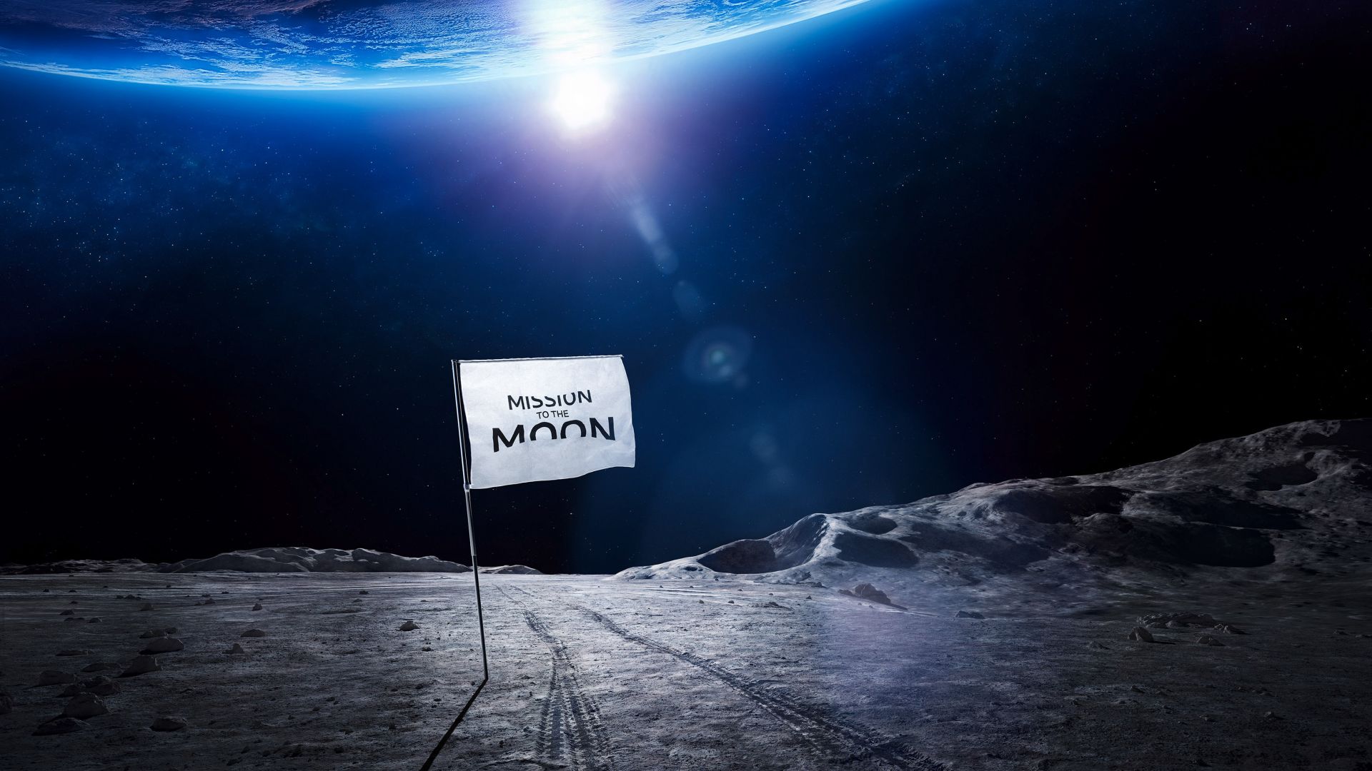 Wallpaper Mission to the moon, flag, space, earth