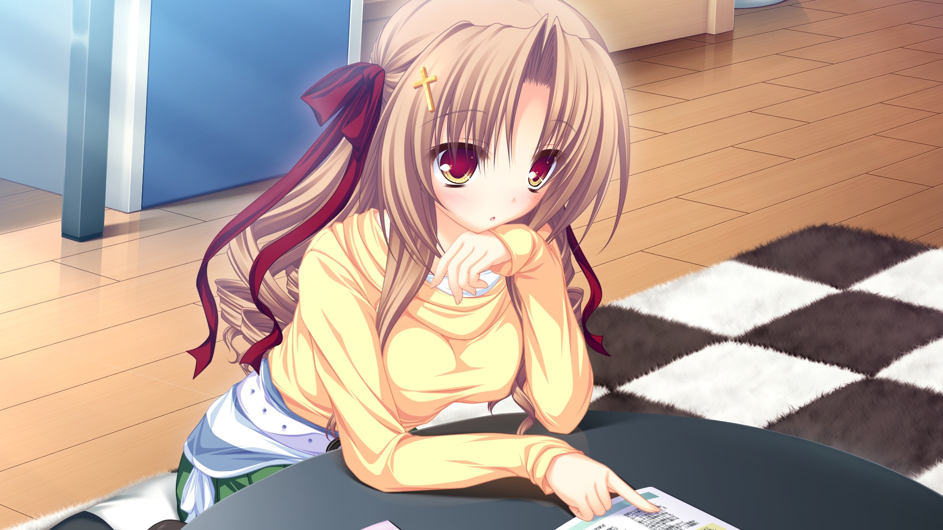 Wallpaper Cute anime girl, reading, Kotoharu Kanon