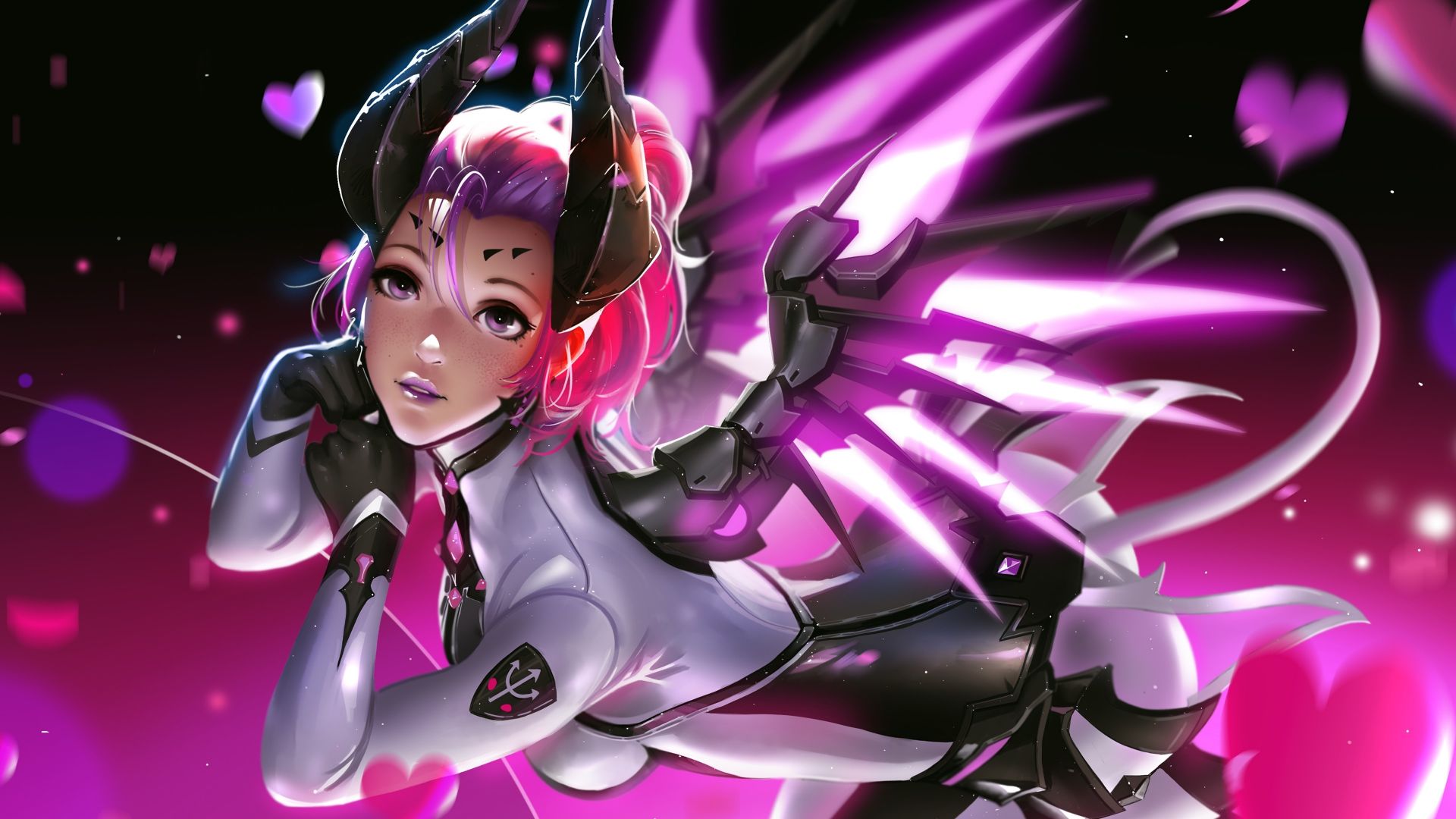 Wallpaper Mercy, pink avatar, overwatch, 4k