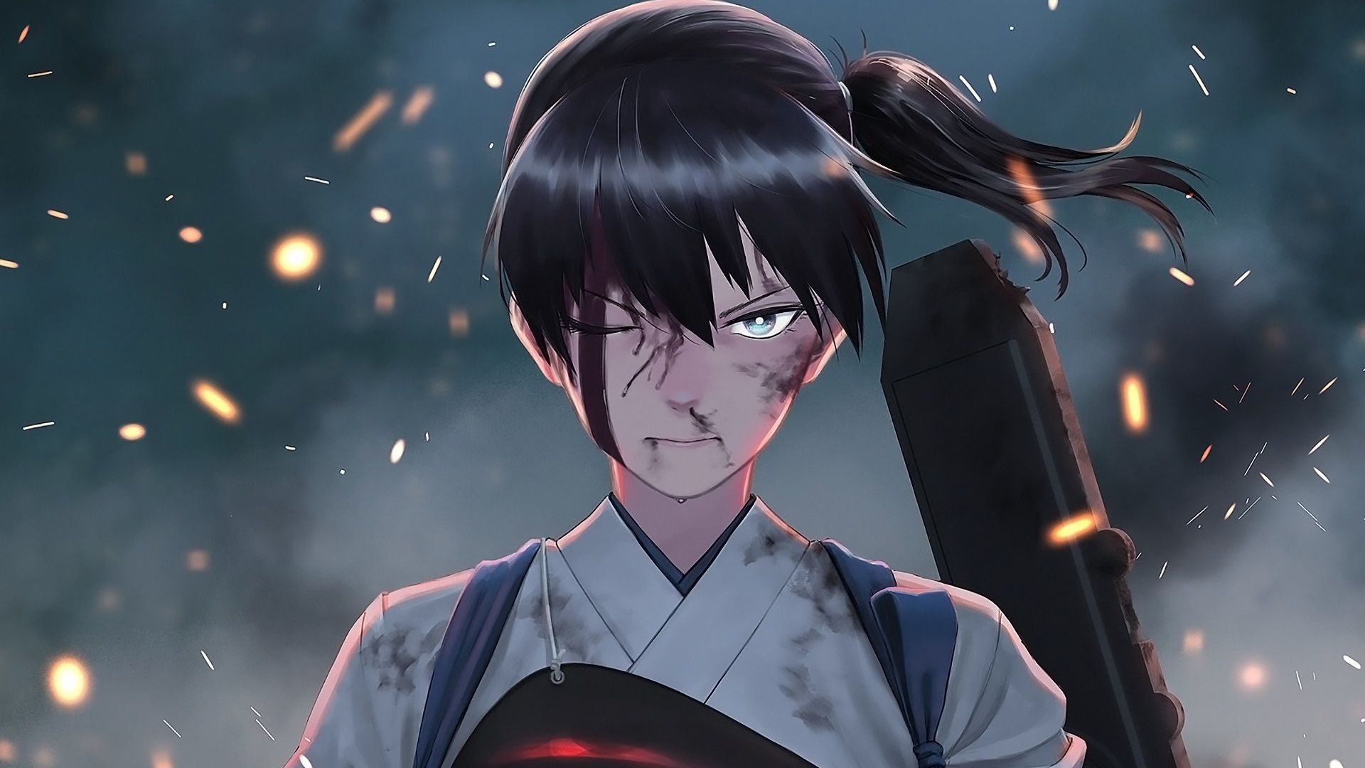 Wallpaper Anime girl, wounded, kaga, kancolle