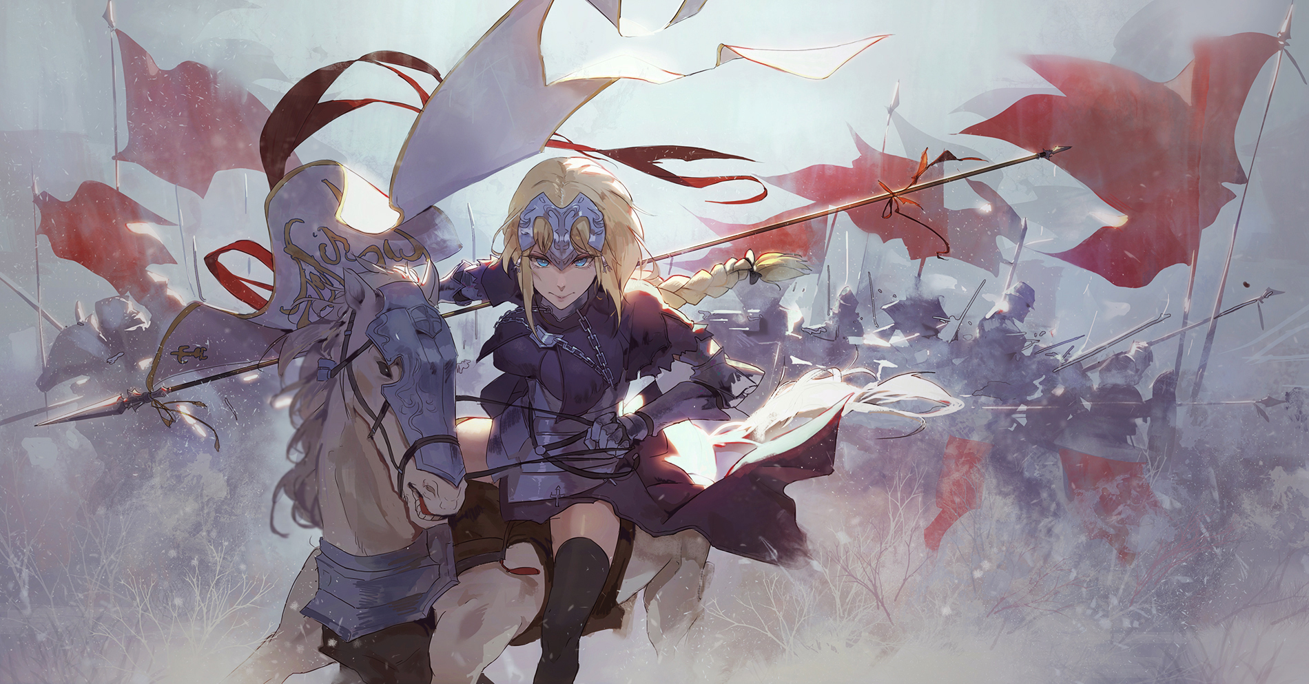 Wallpaper Ruler, Fate/Apocrypha, riding, horse, anime girl