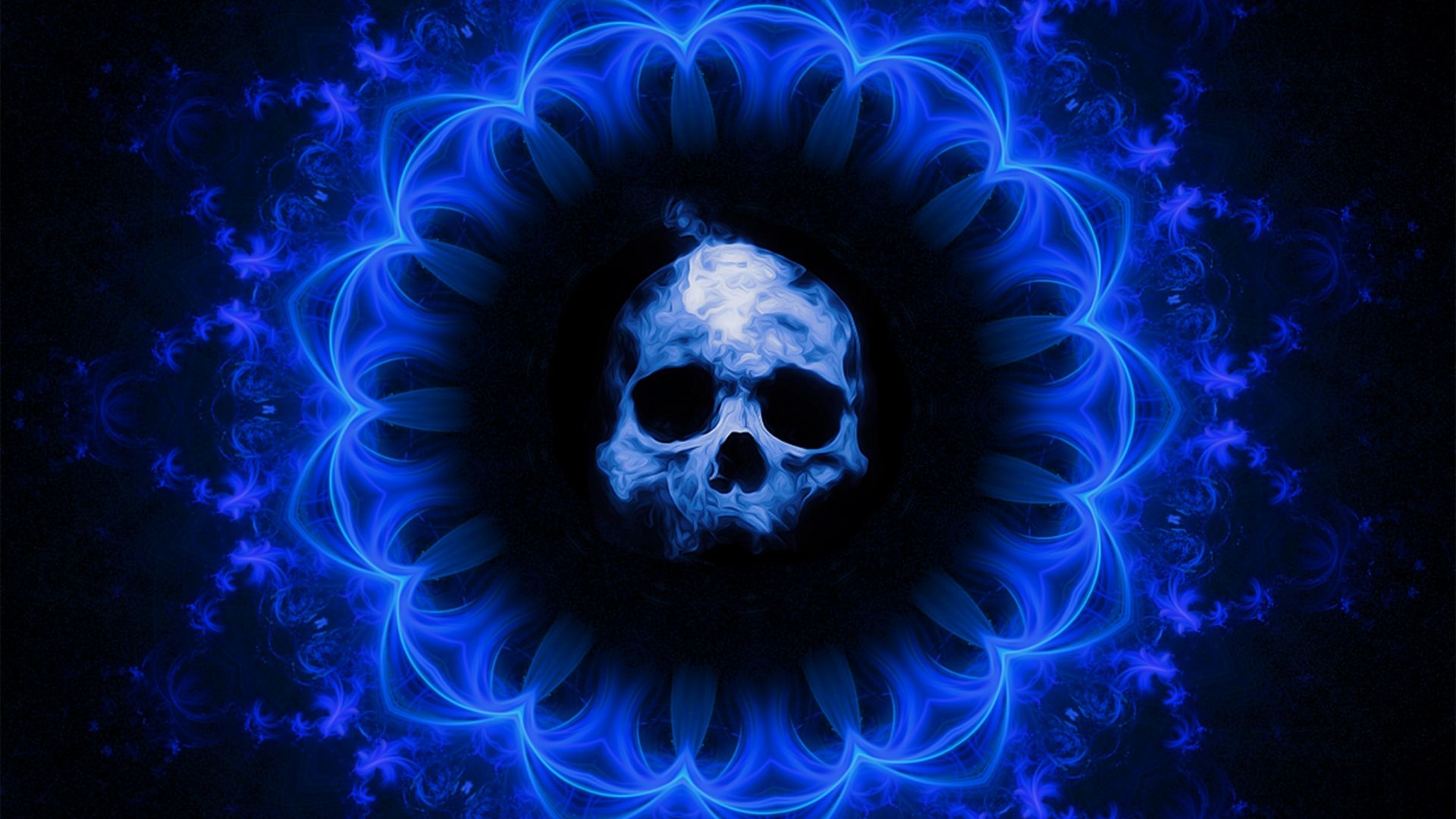 Wallpaper Skull, dark blue gothic, abstract, fantasy