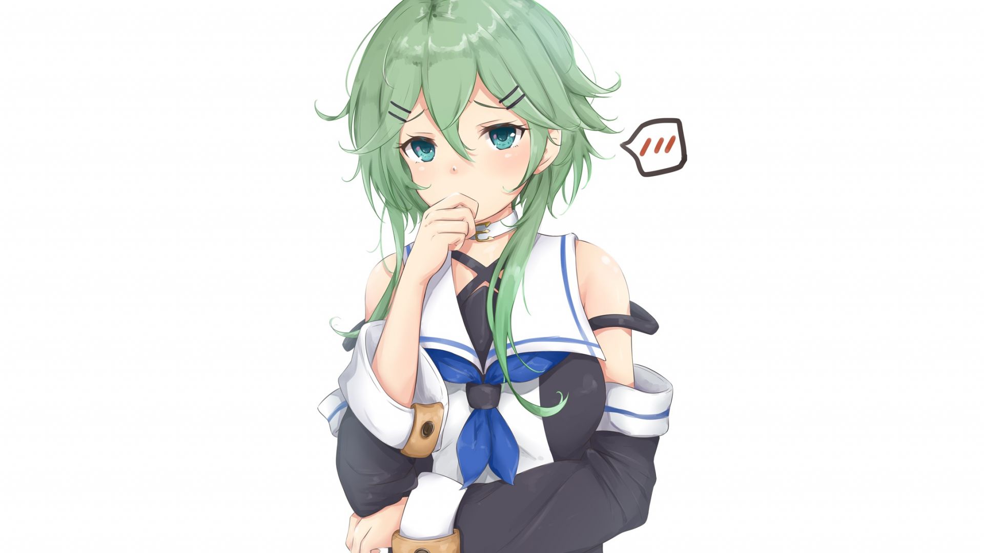 Wallpaper Green hair girl, yamakaze, kancolle