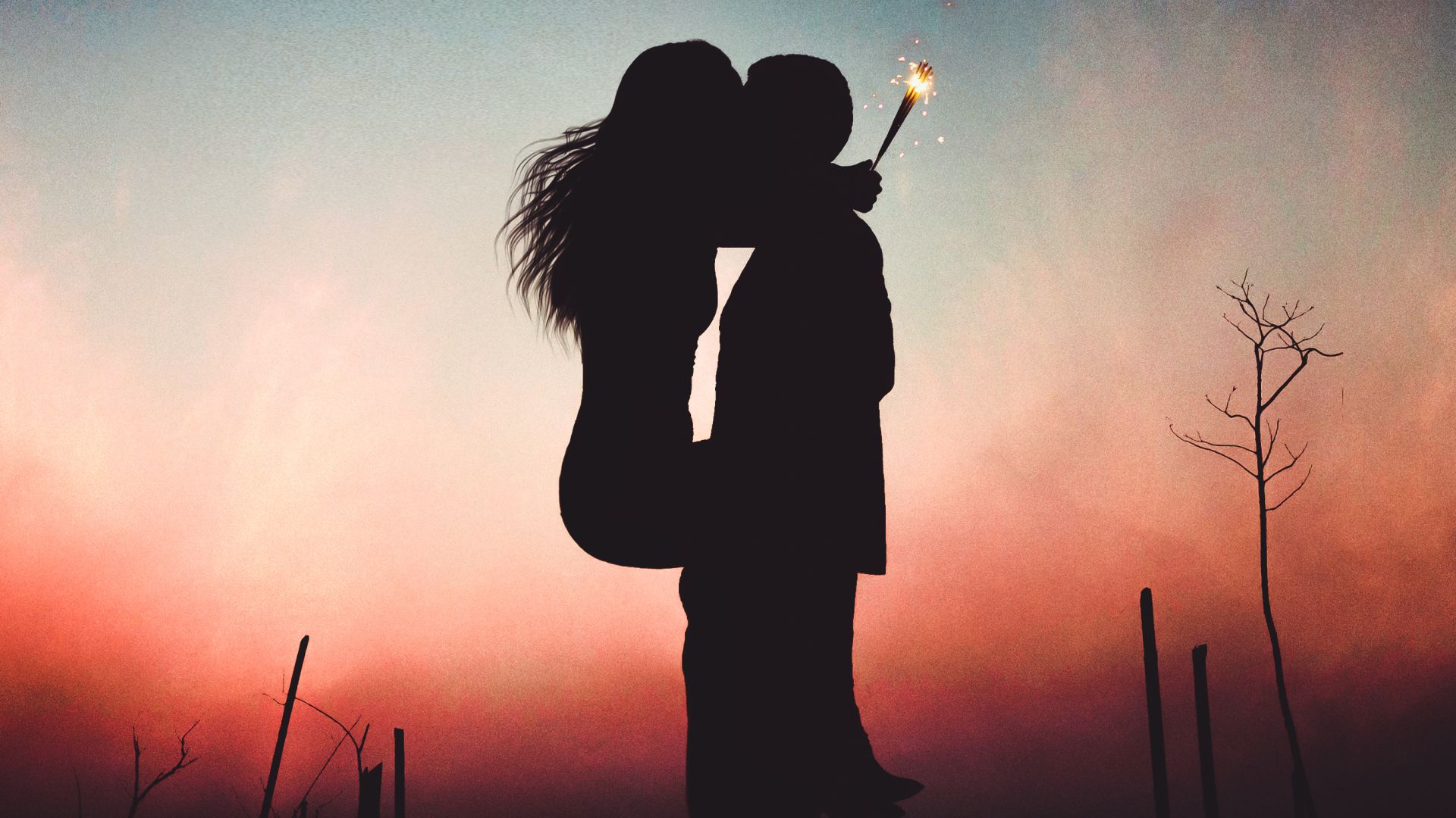 Wallpaper Couple, lovers, kiss, sunset, hd
