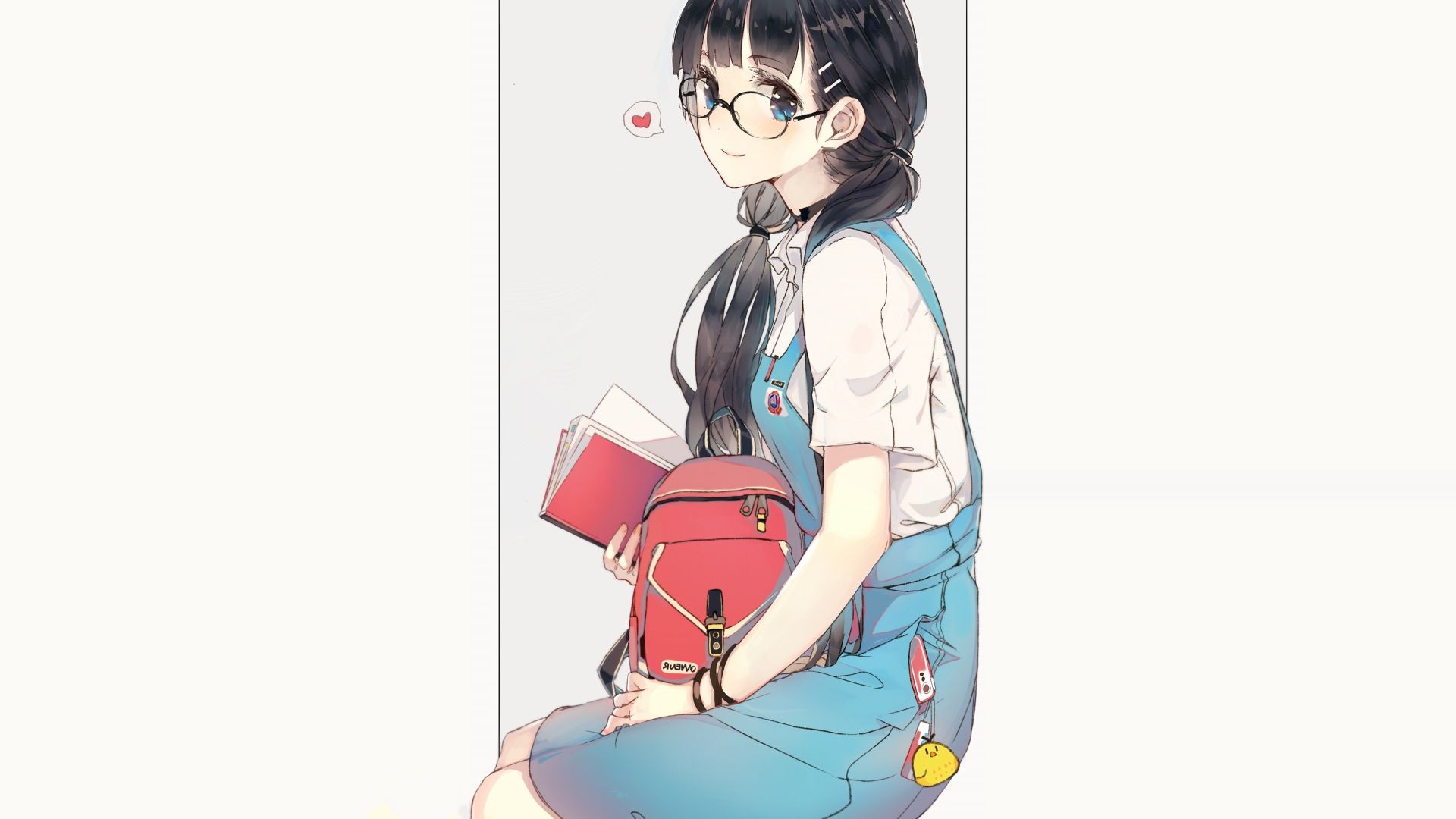 Wallpaper Girl, anime, school bag, cute