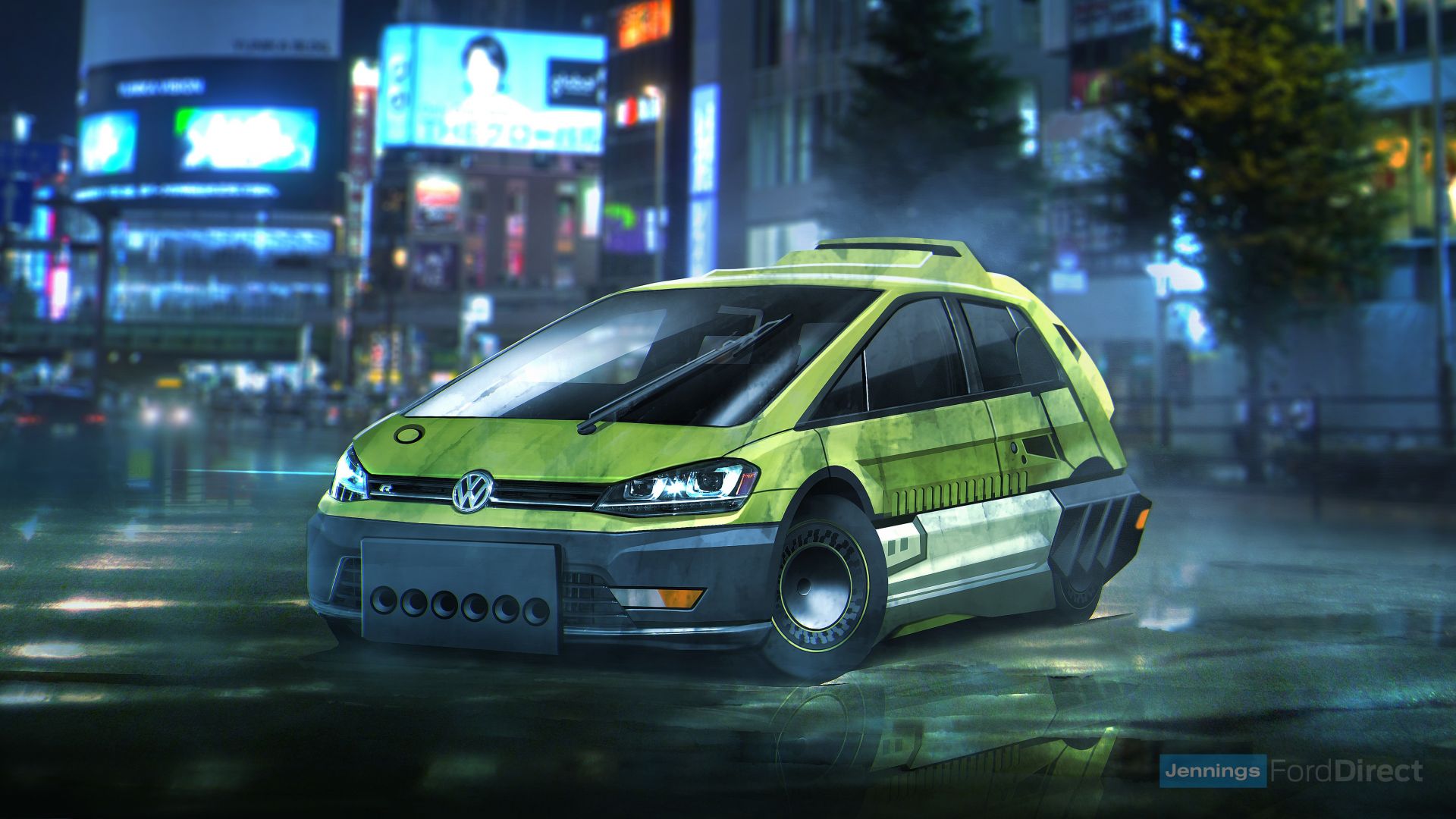 Wallpaper Blade Runner, Volkswagen Golf hatchback, future car