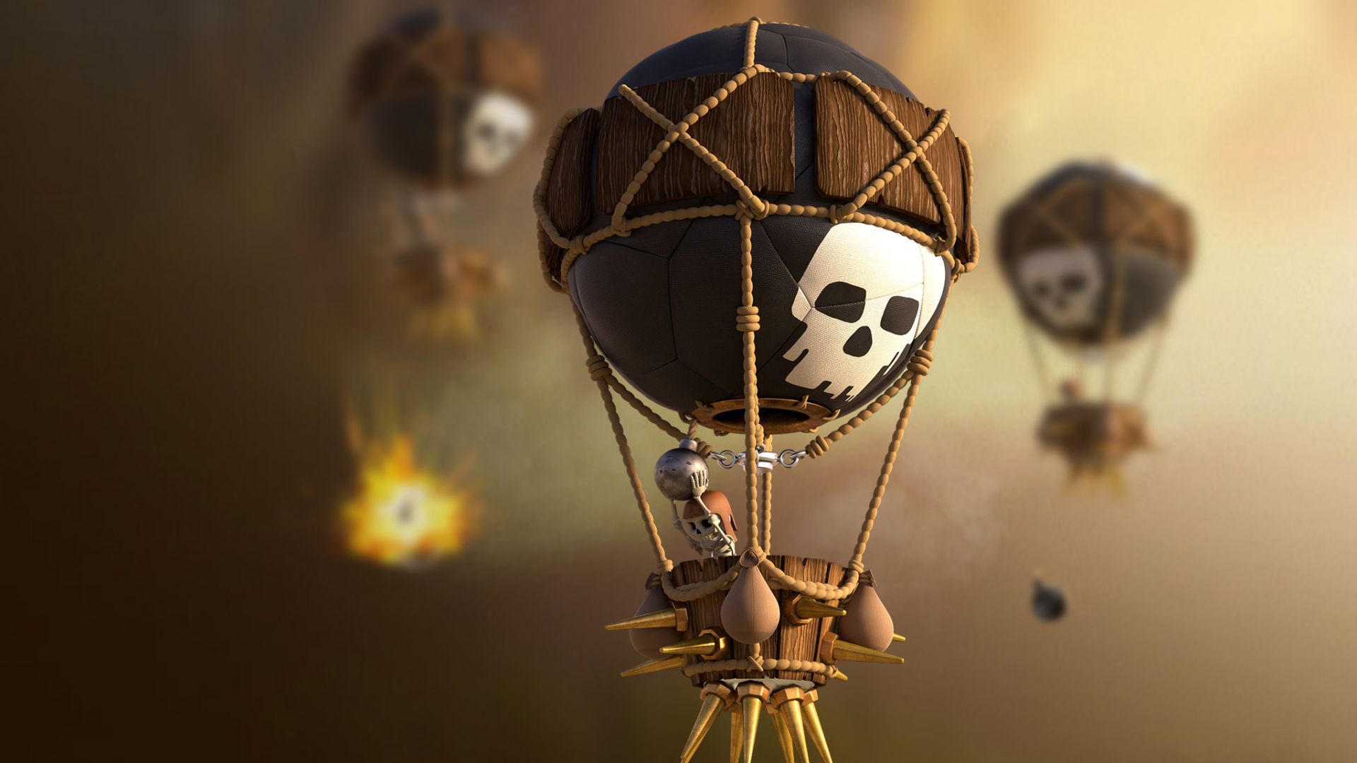 Wallpaper Clash of clans, hot air balloons, mobile game