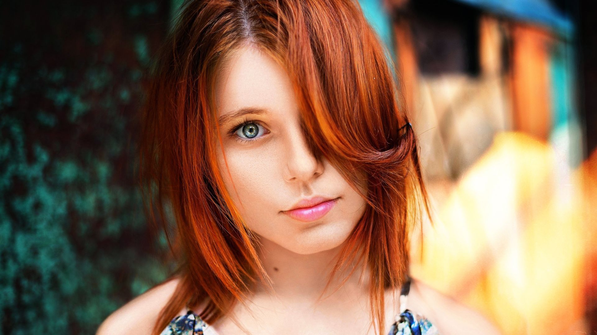 Wallpaper Green eye, redhead, girl, model