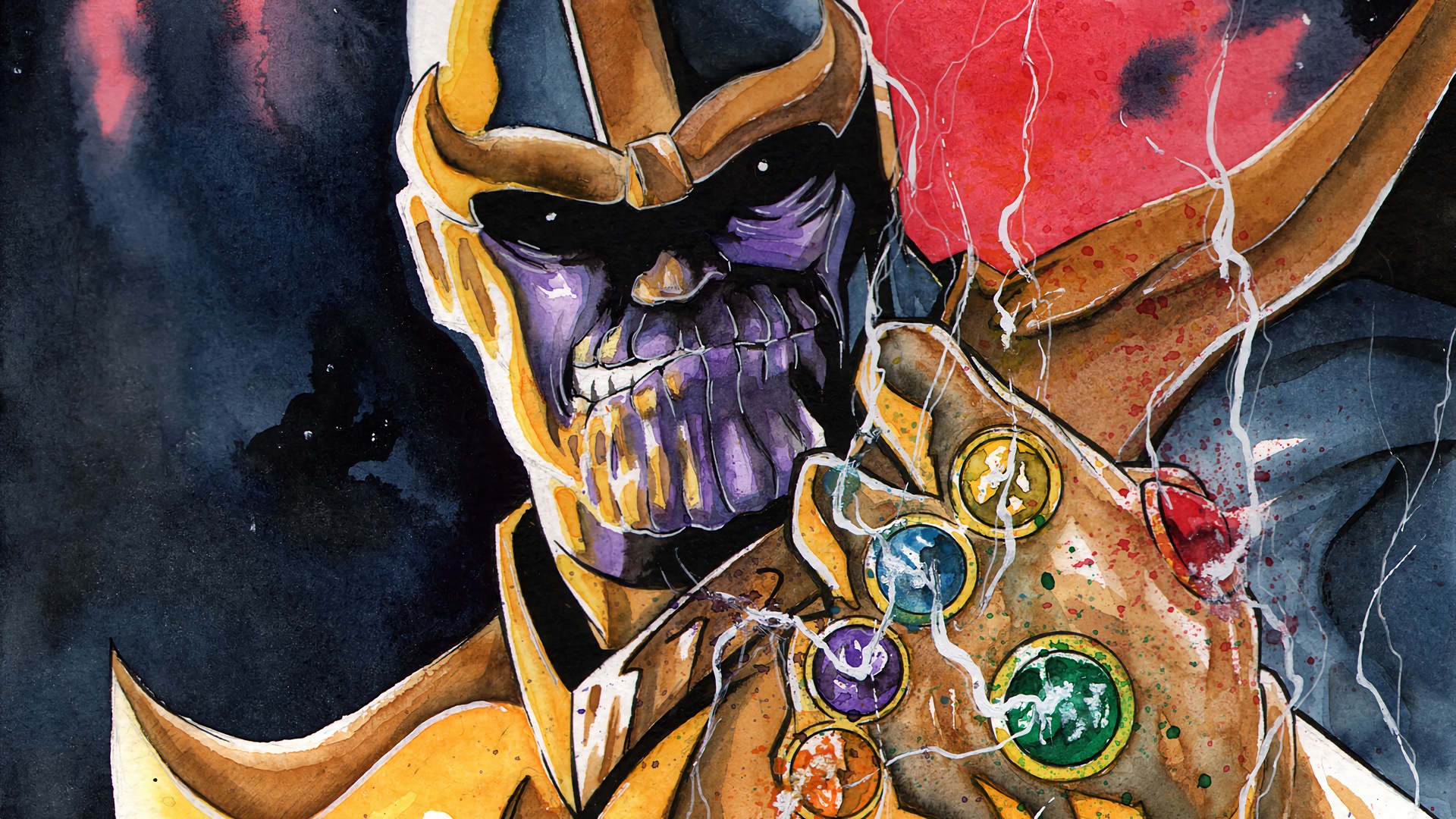 Wallpaper Thanos, villain, artwork