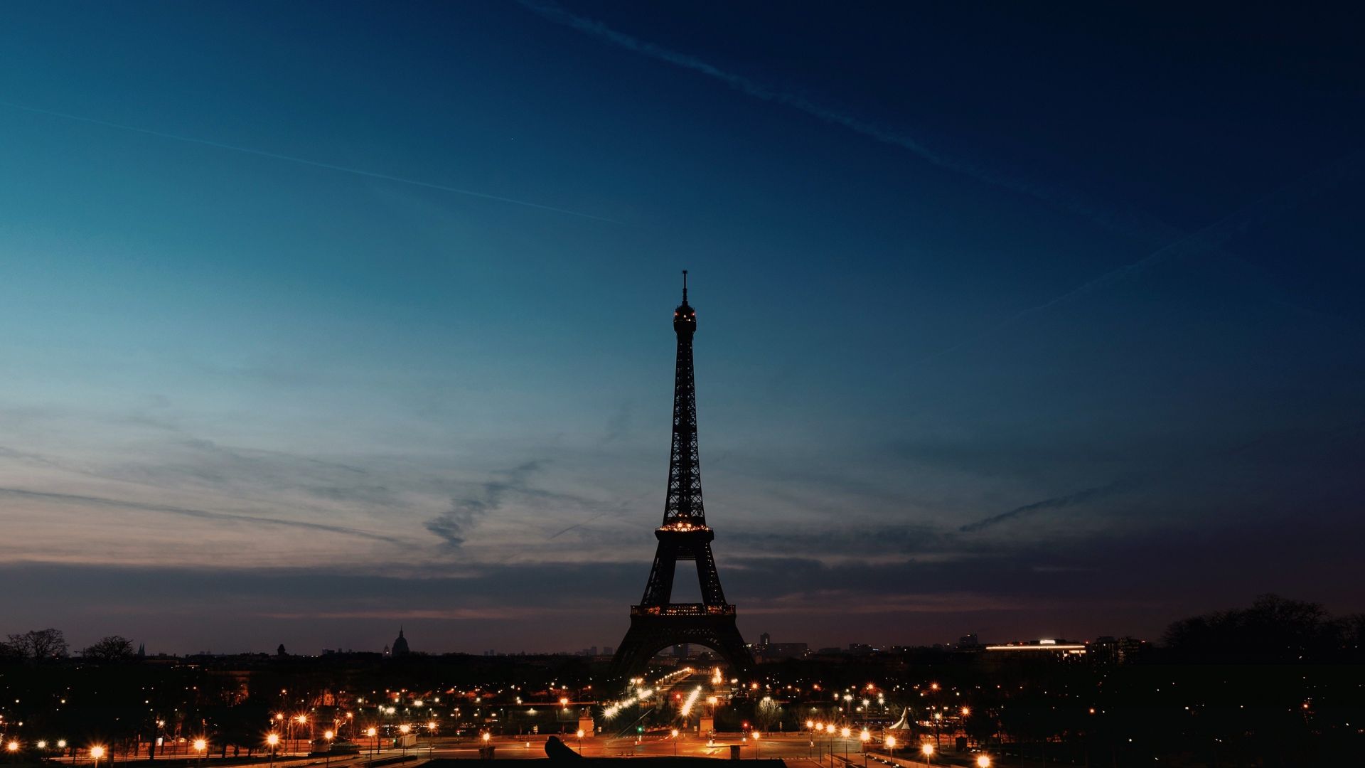 Wallpaper Eiffel Tower, skyline, night, city, Paris