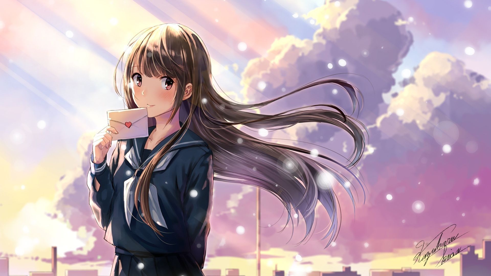 Desktop Wallpaper Beautiful, Anime Girl, Outdoor, Long Hair, Original, Hd  Image, Picture, Background, F00a00