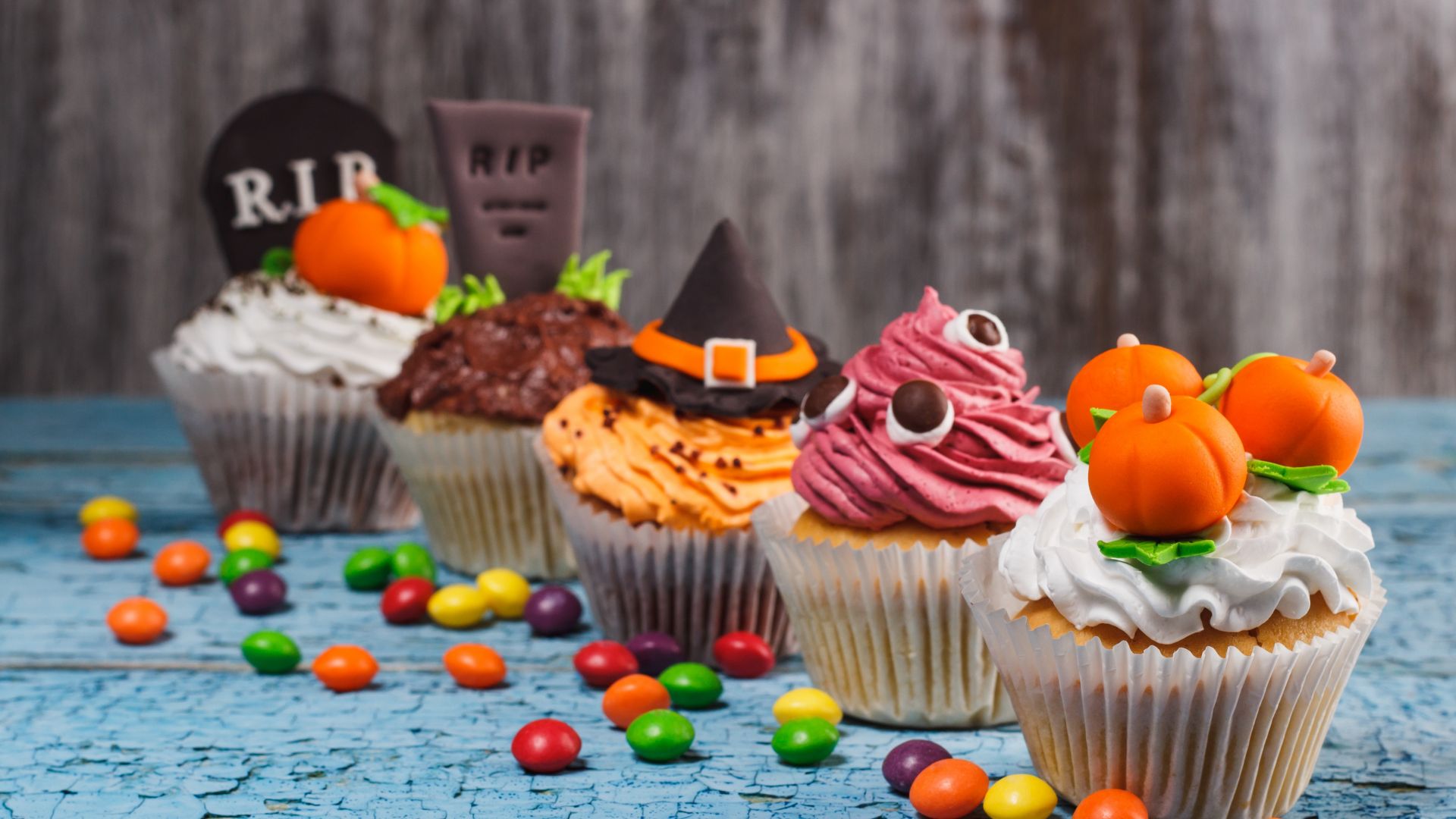 Wallpaper Halloween, cake, cupcakes, dessert, 4k