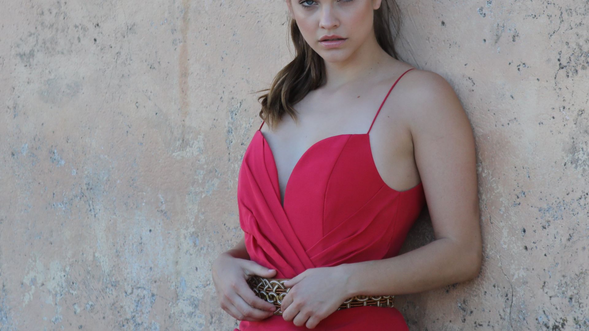 Wallpaper Barbara Palvin, fashion model, red dress