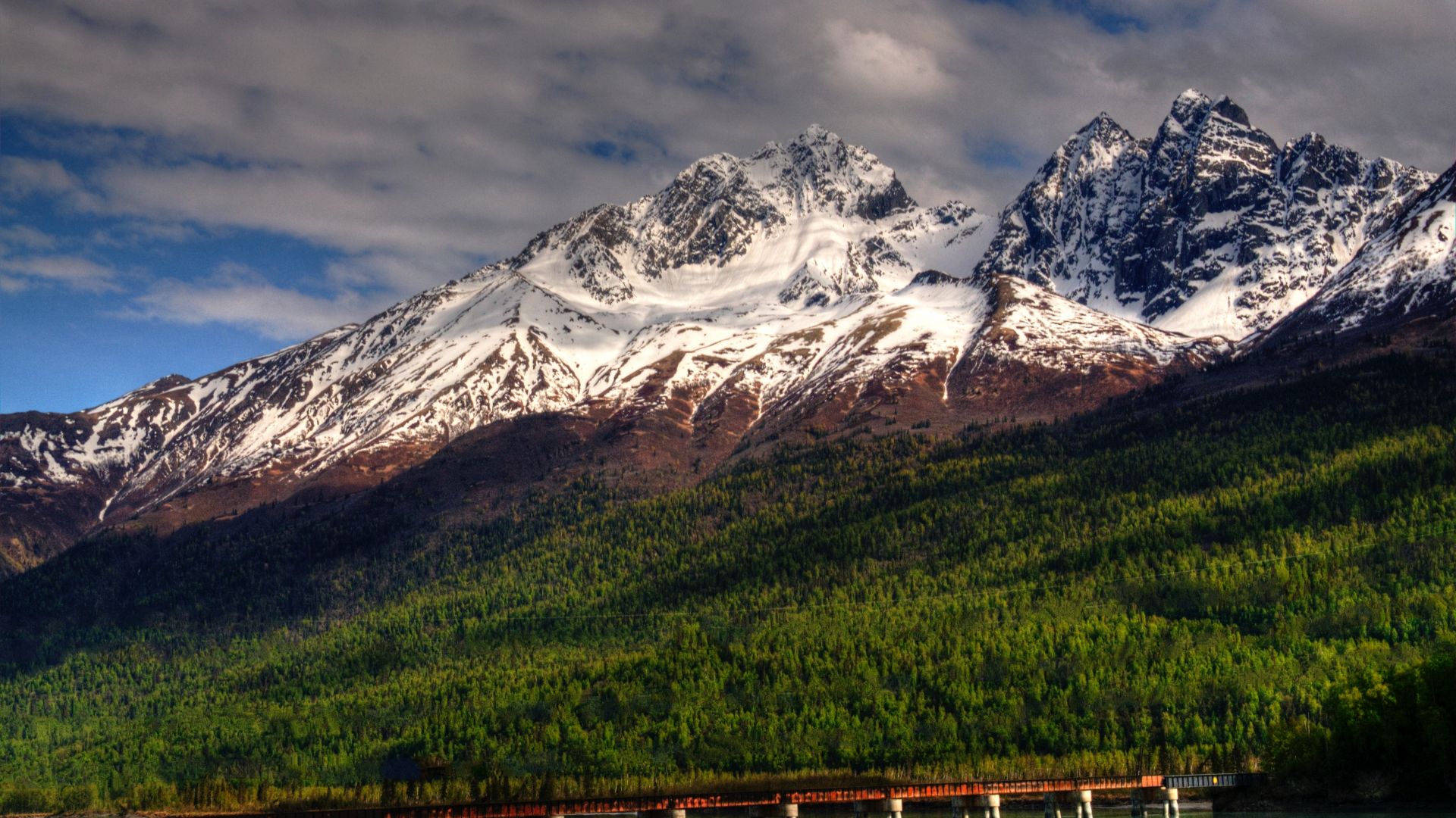 Wallpaper Alaska, mountains, bridge, nature, landscape