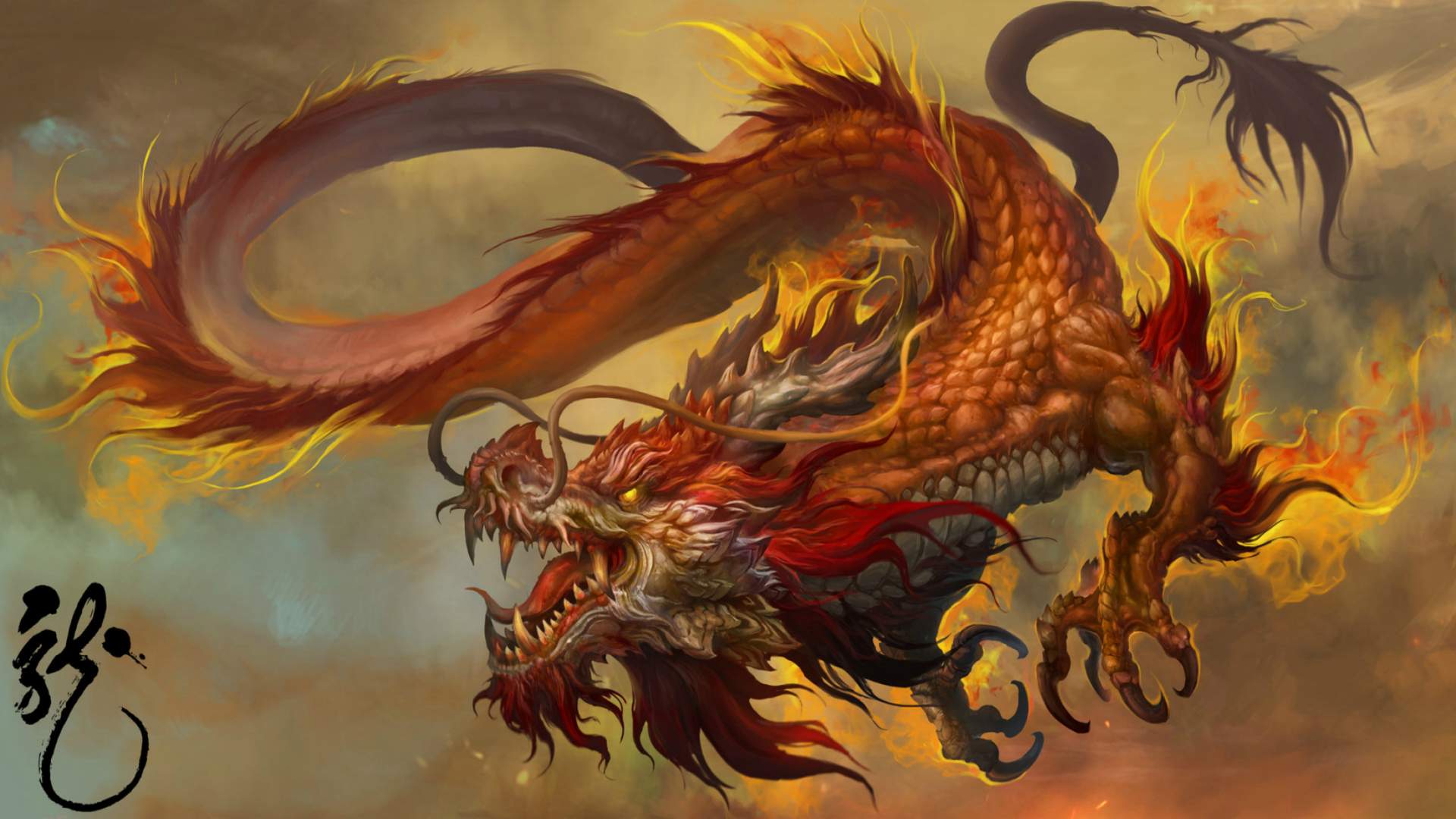Wallpaper Dragon Chinese artwork