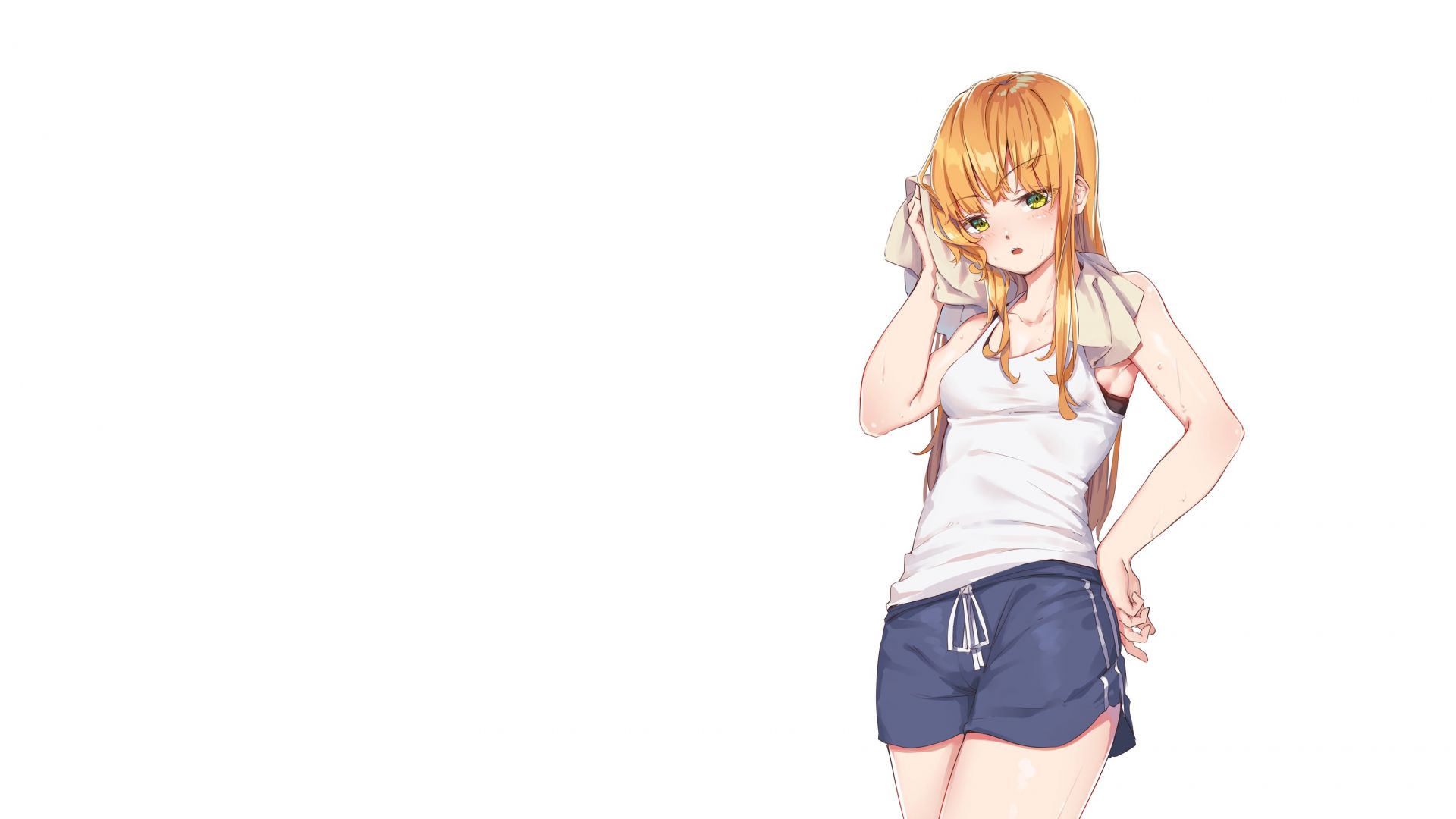 Wallpaper Tired, blonde anime girl, minimal, original, 4k