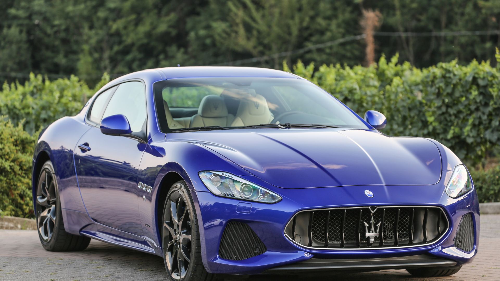 Wallpaper Blue, sports car, Maserati GranTurismo, car