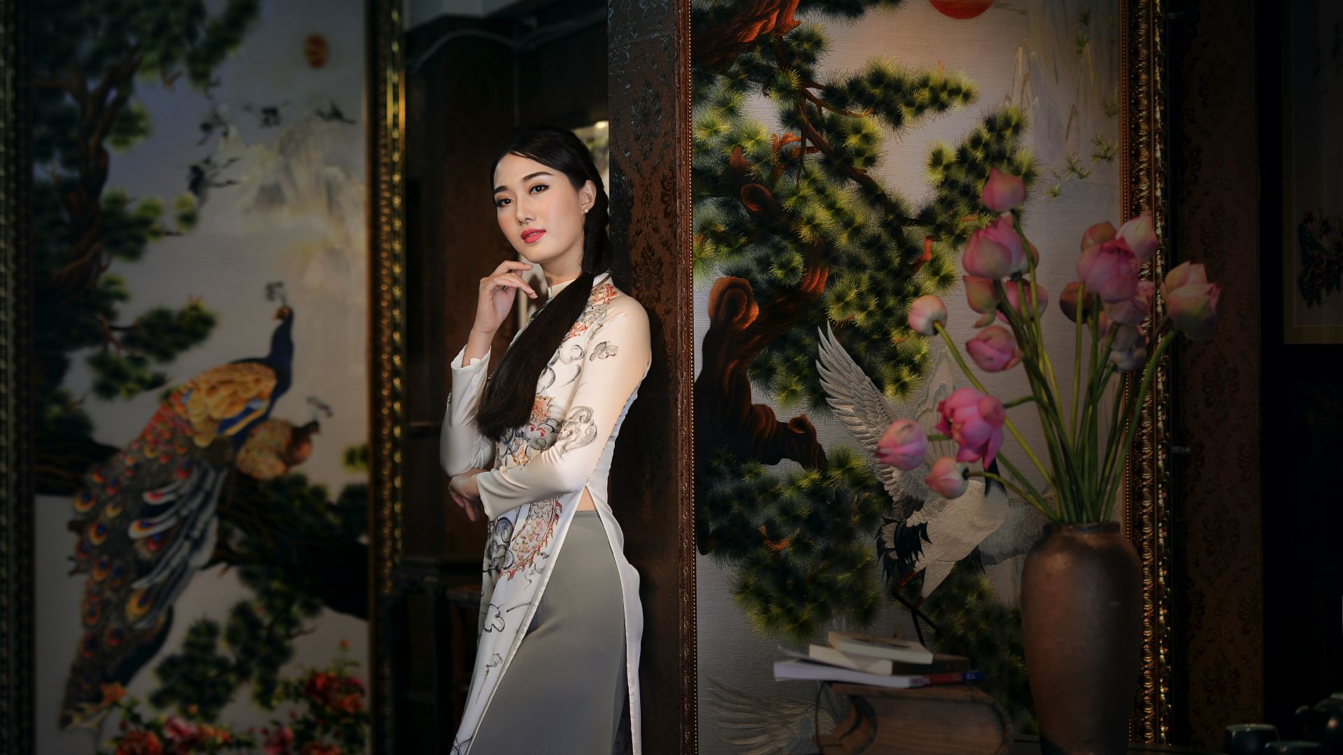 Wallpaper Beautiful, indoor, asian girl, model