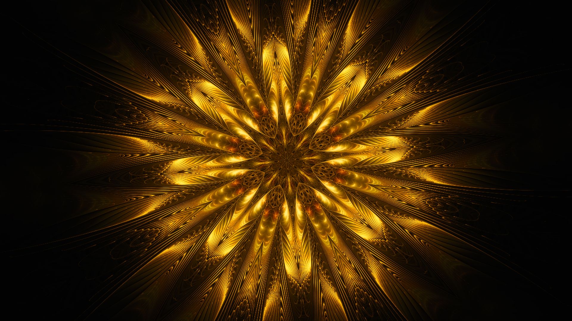 Wallpaper Abstract, mandala, golden glow