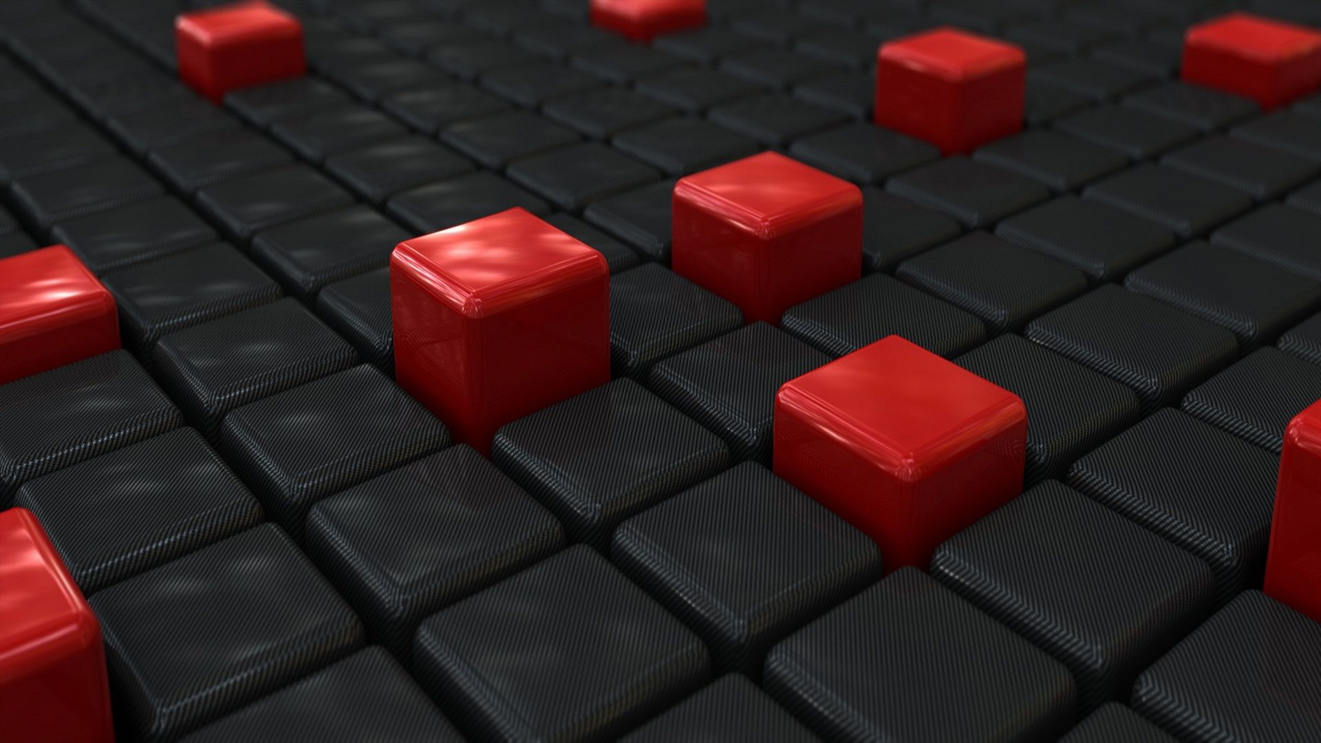 Wallpaper Red cubes, abstraction, black surface